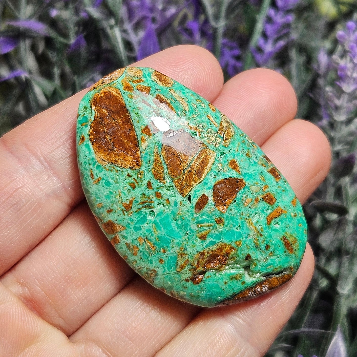 Green Smithsonite Palm Stone