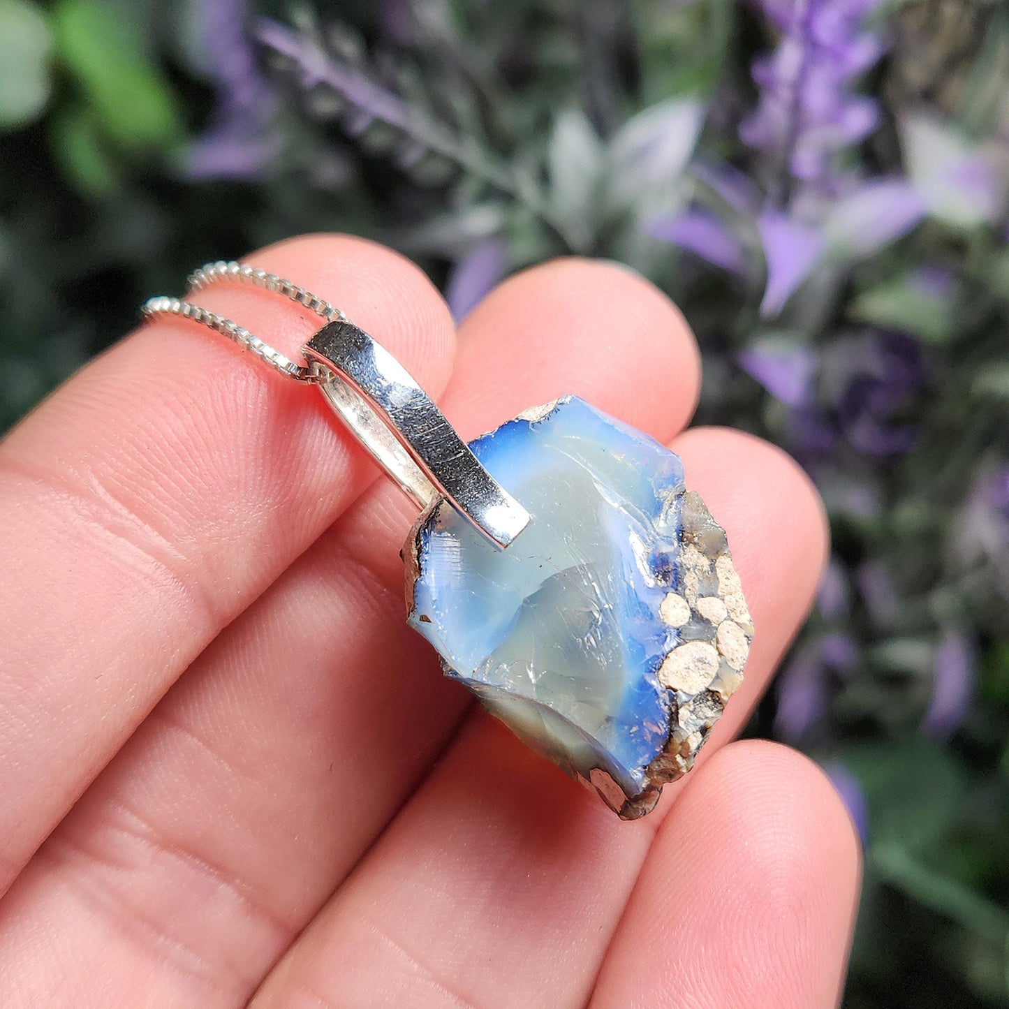 Blue Ghost Opal Pendant