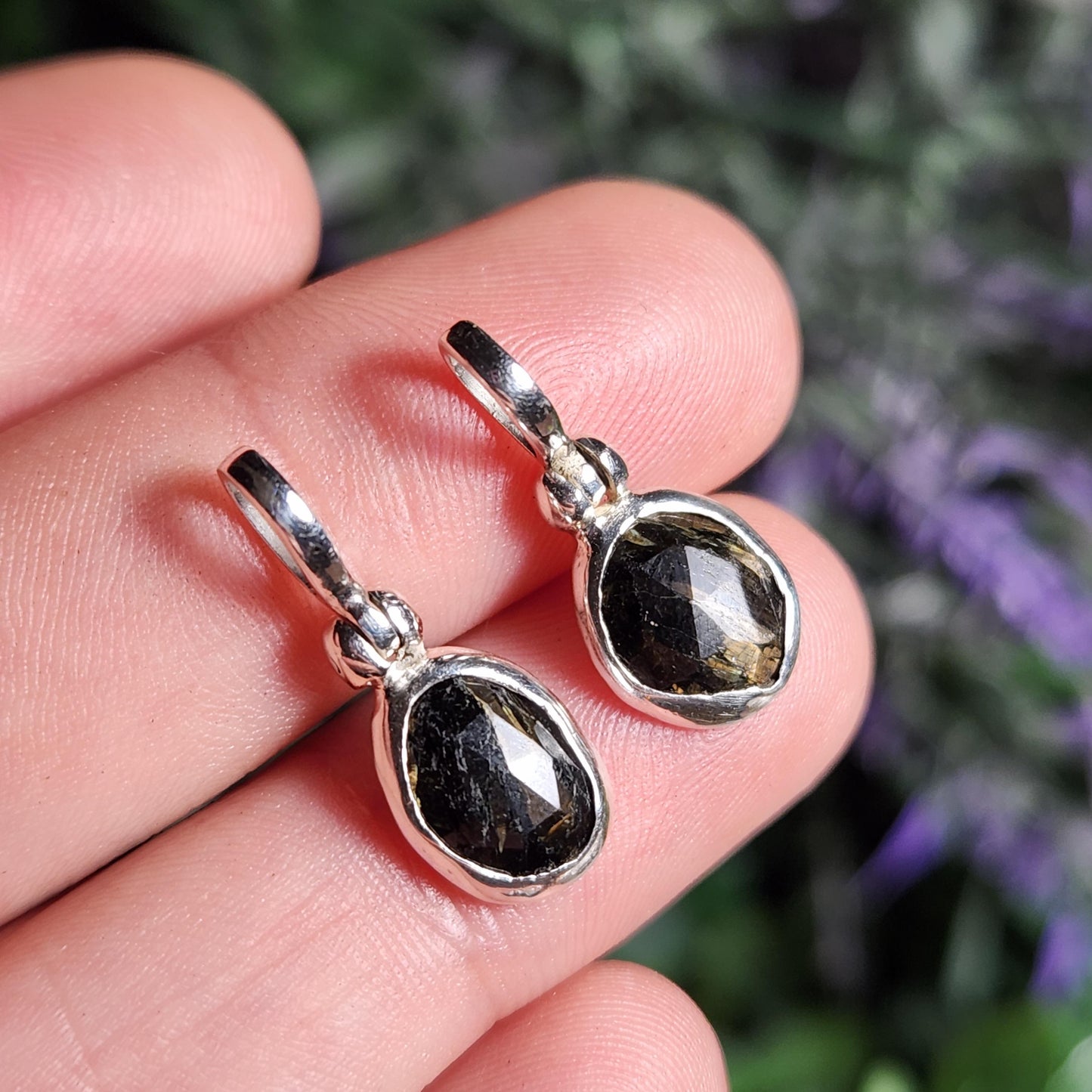Greenland Nuummite Sterling Silver Pendant: Rare Authentic Nuummite Crystal Jewelry