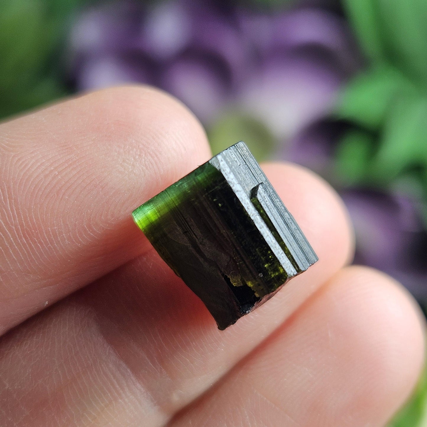 Bicolor Green Tourmaline Crystal