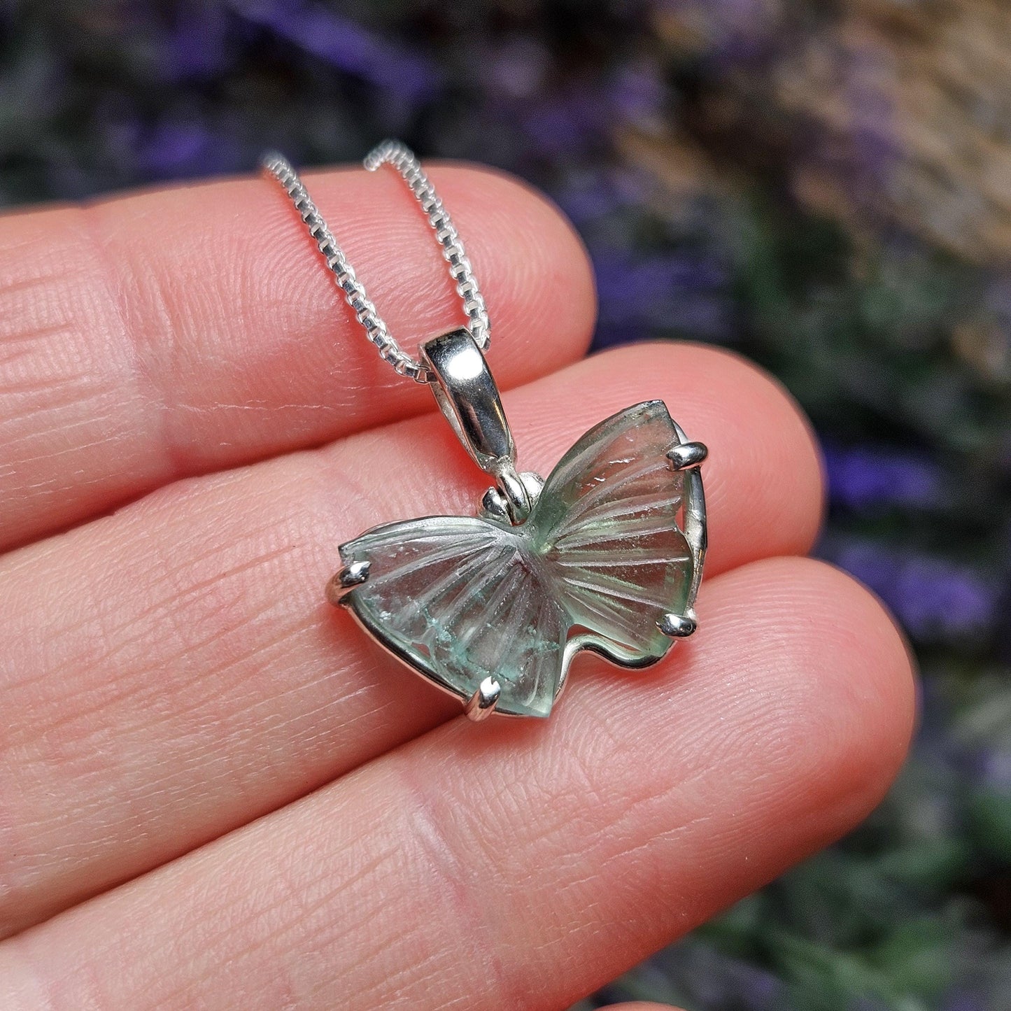 Blue Tourmaline Butterfly Pendant