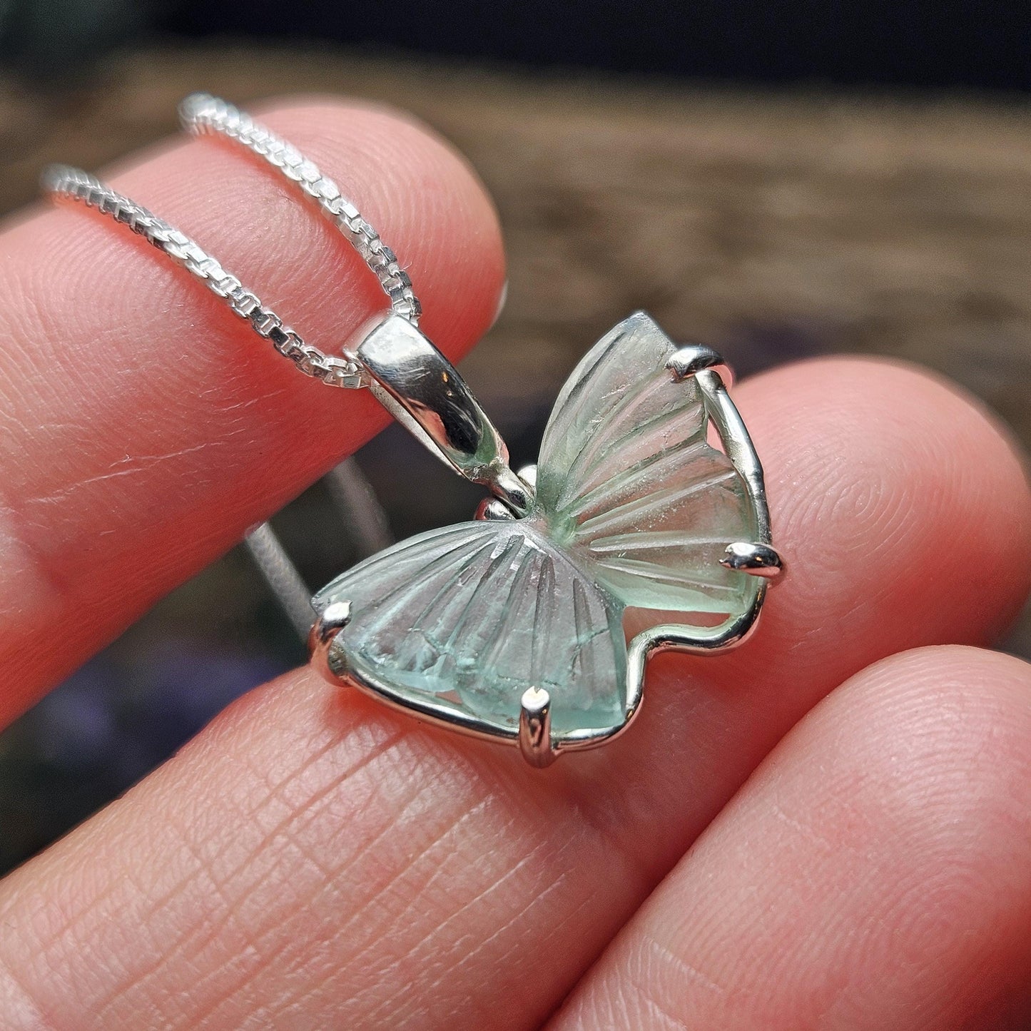 Blue Tourmaline Butterfly Pendant