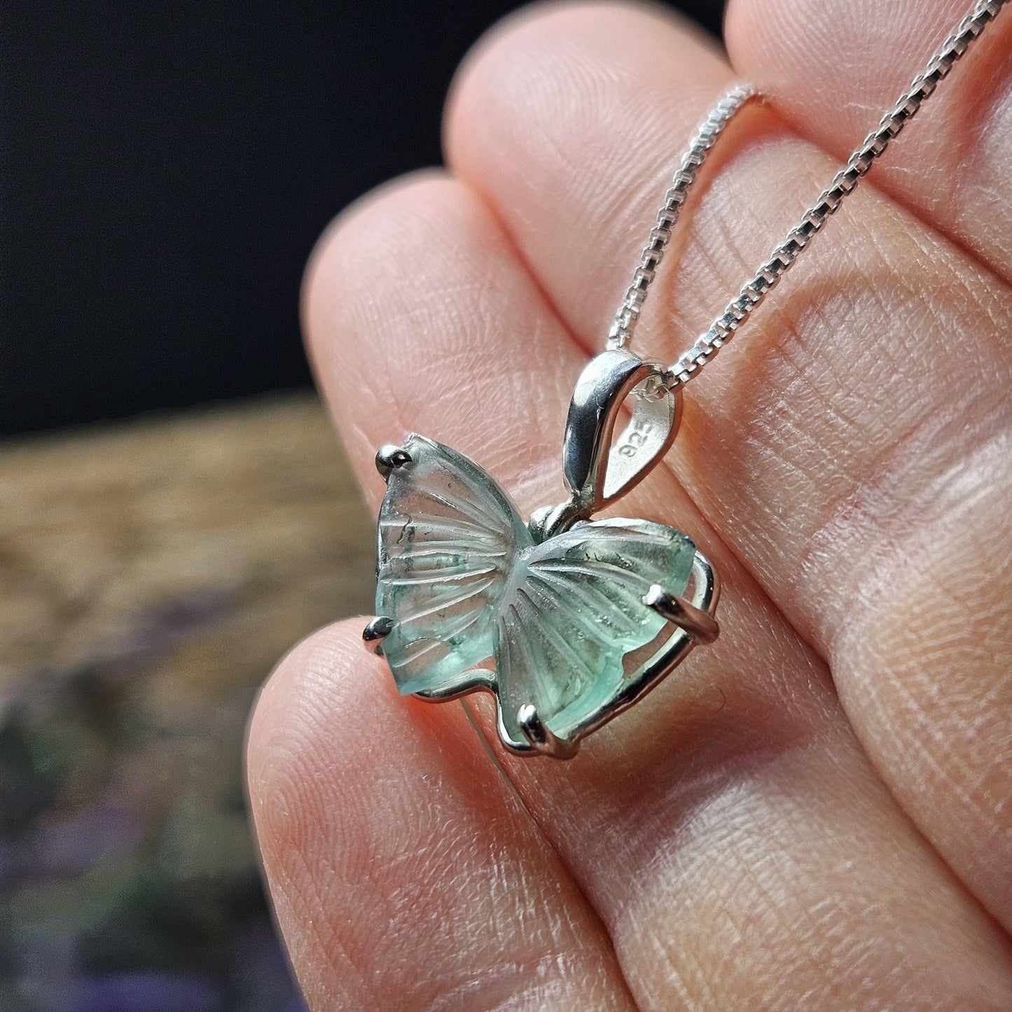 Blue Tourmaline Butterfly Pendant