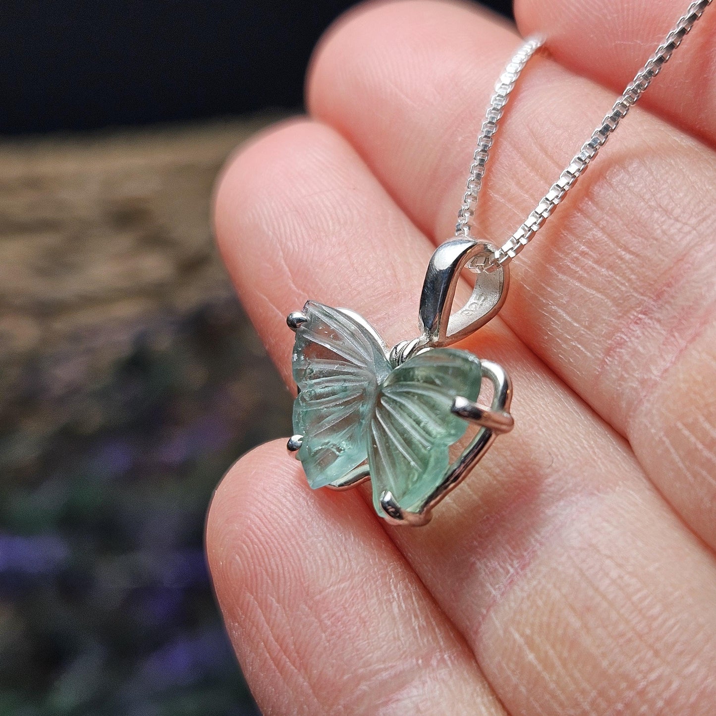 Blue Tourmaline Butterfly Pendant
