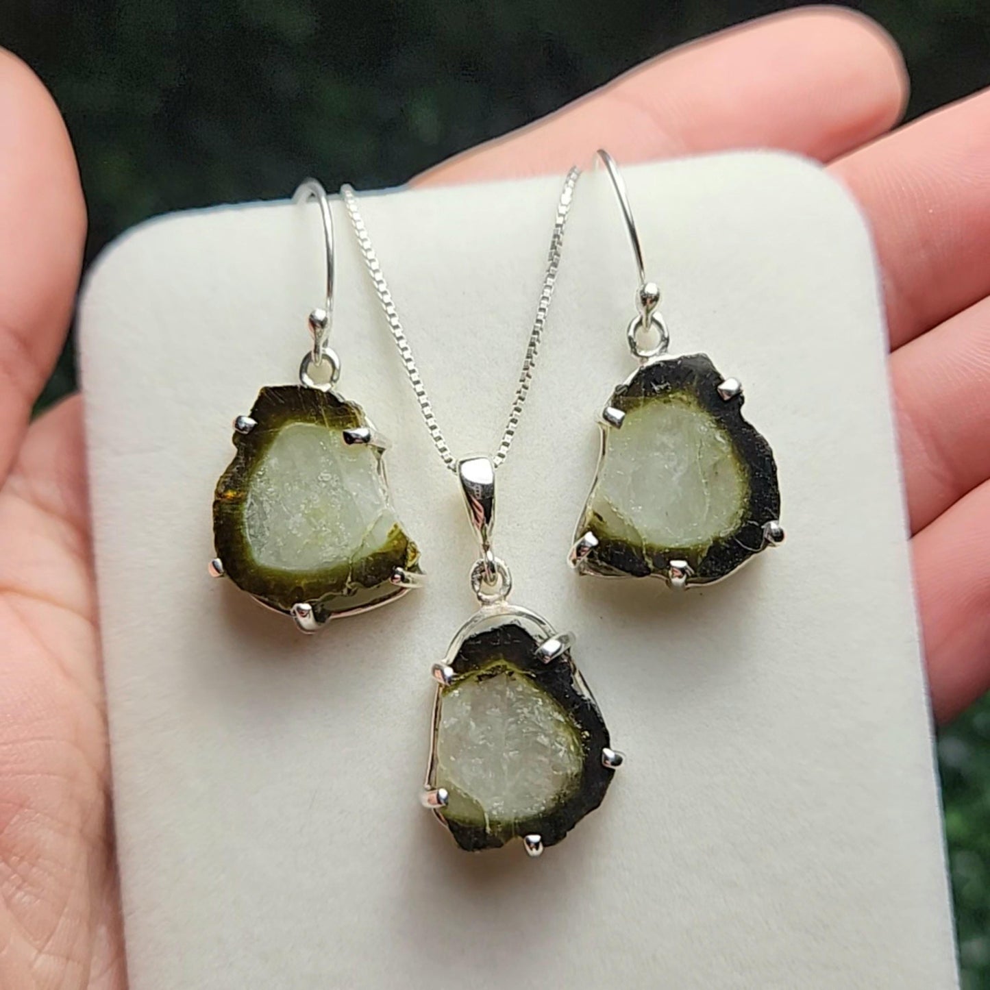 Tourmaline Slice Jewelry Set