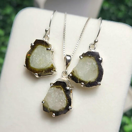 Tourmaline Slice Jewelry Set
