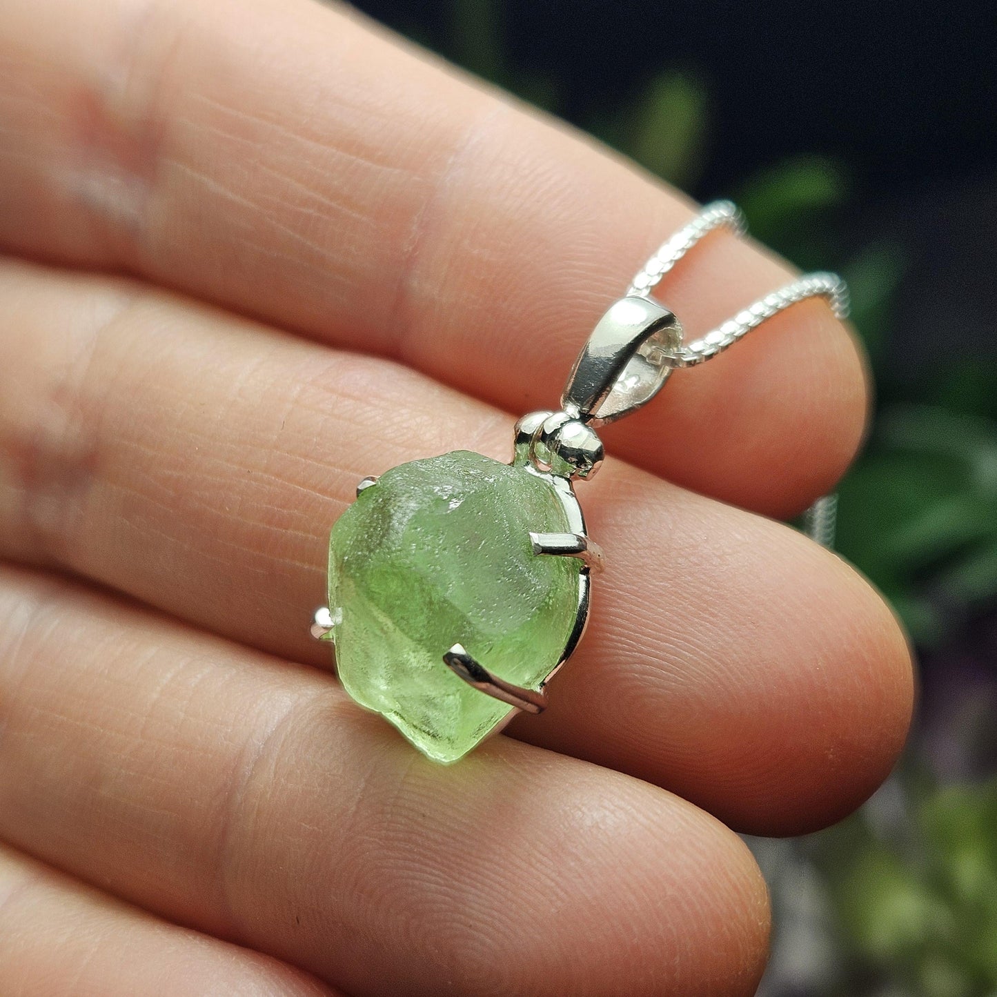Raw Peridot Crystal Necklace: Natural Terminated Peridot Pendant