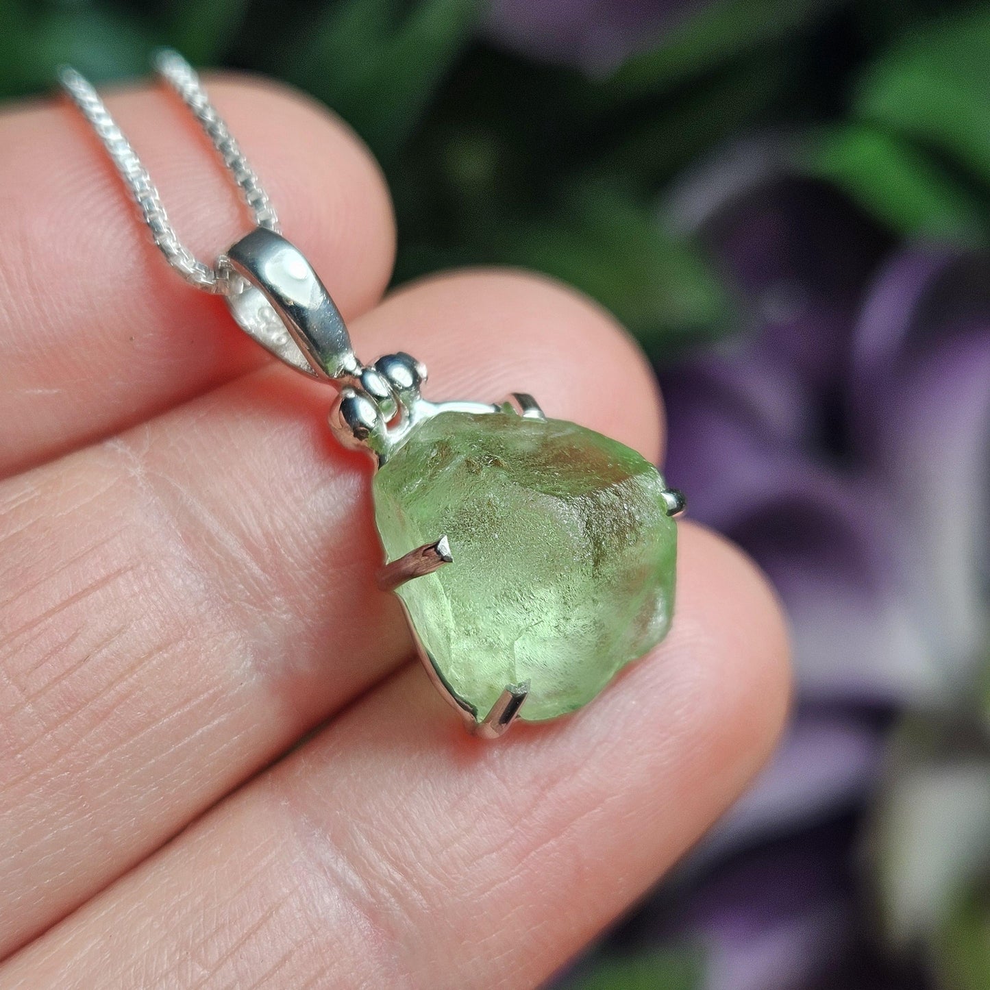 Raw Peridot Crystal Necklace: Natural Terminated Peridot Pendant