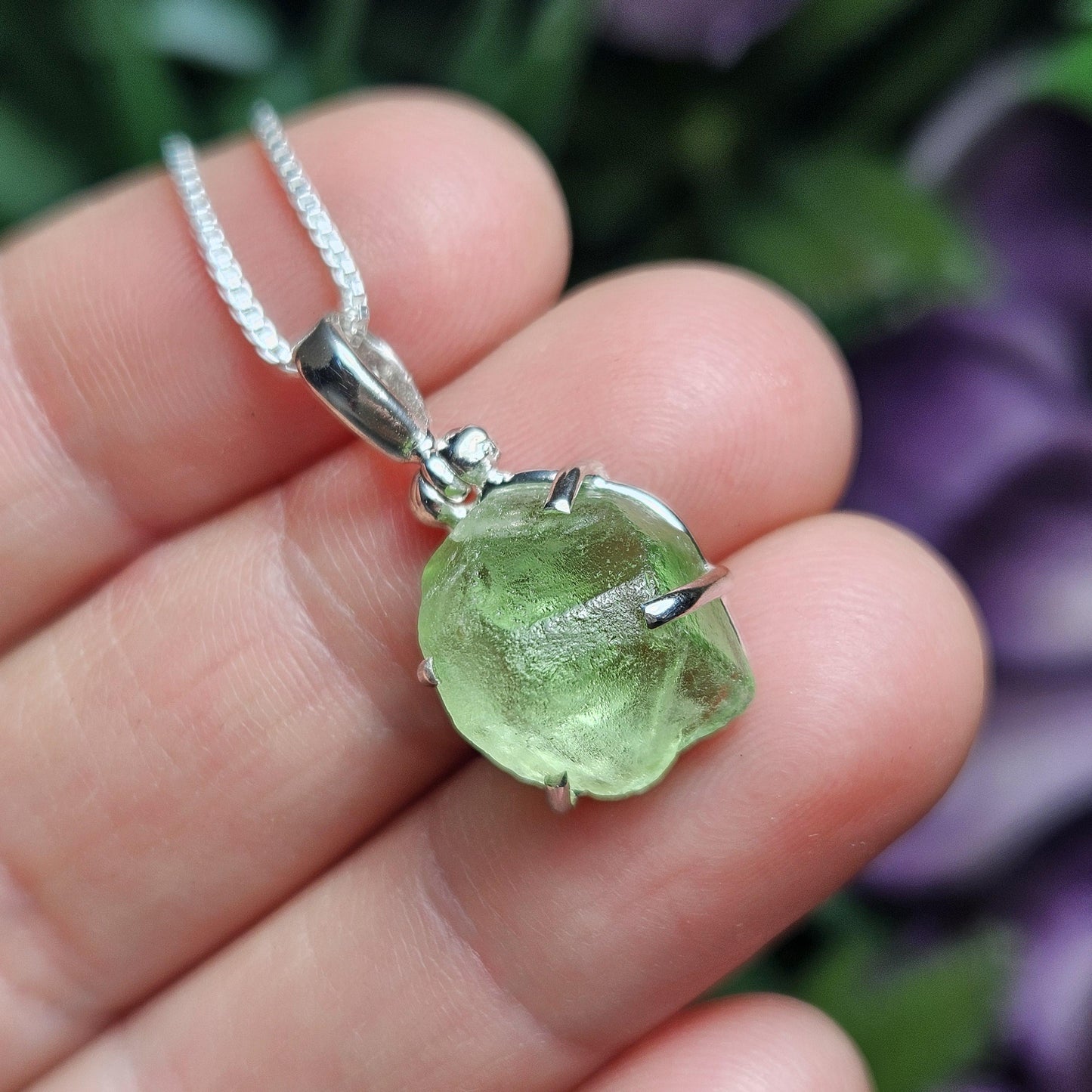 Raw Peridot Crystal Necklace: Natural Terminated Peridot Pendant