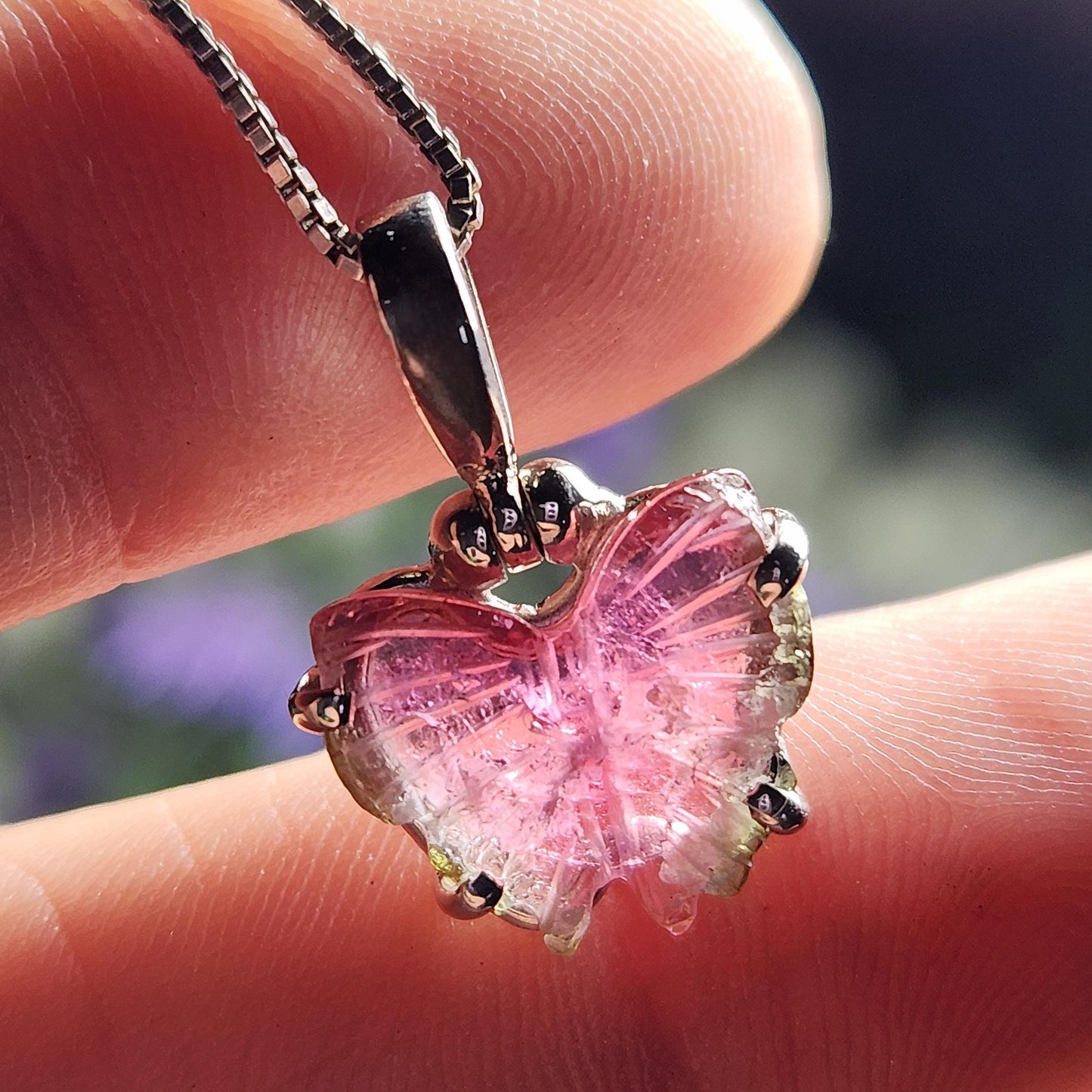 Watermelon Tourmaline Butterfly Pendant