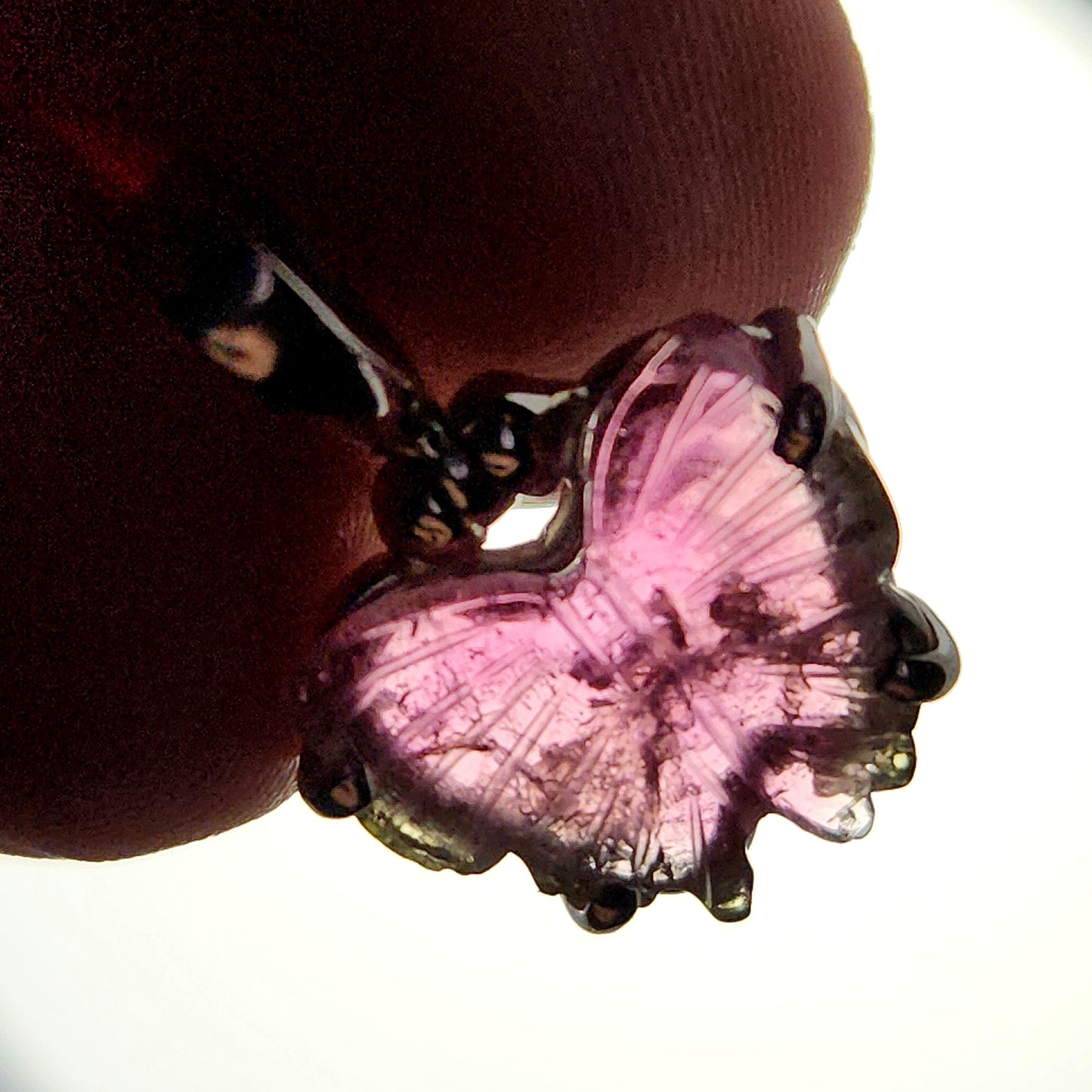 Watermelon Tourmaline Butterfly Pendant