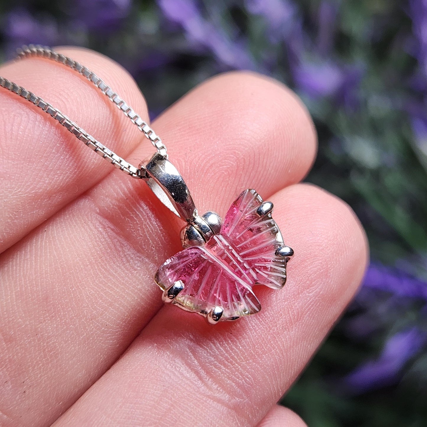 Watermelon Tourmaline Butterfly Pendant