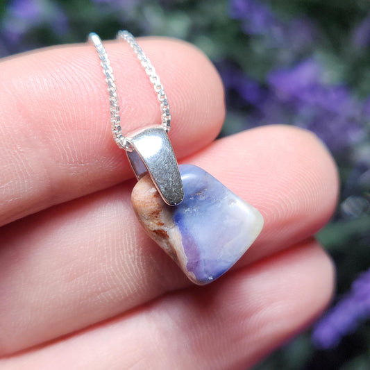 Blue Richterite & Sugilite Pendant