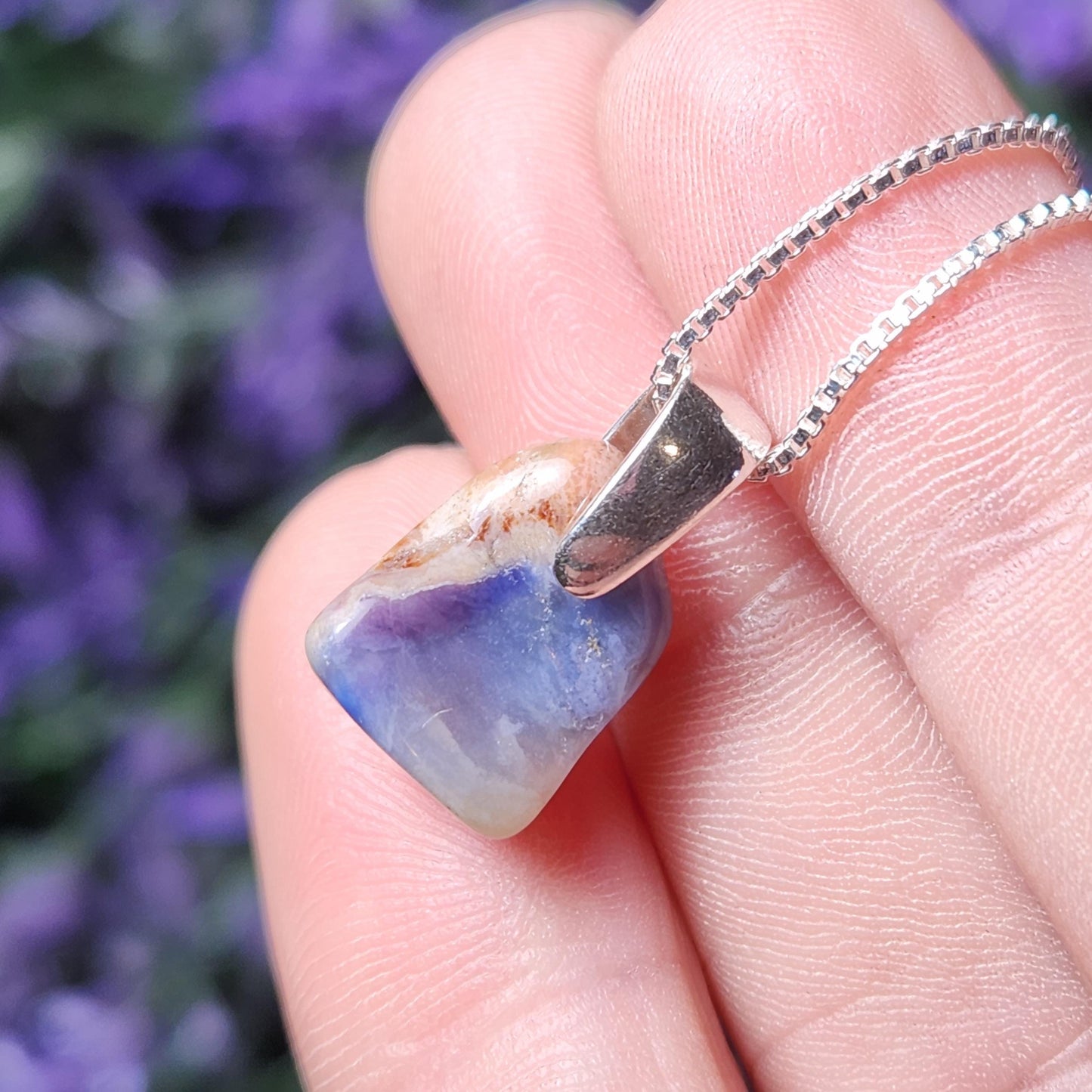 Blue Richterite & Sugilite Pendant