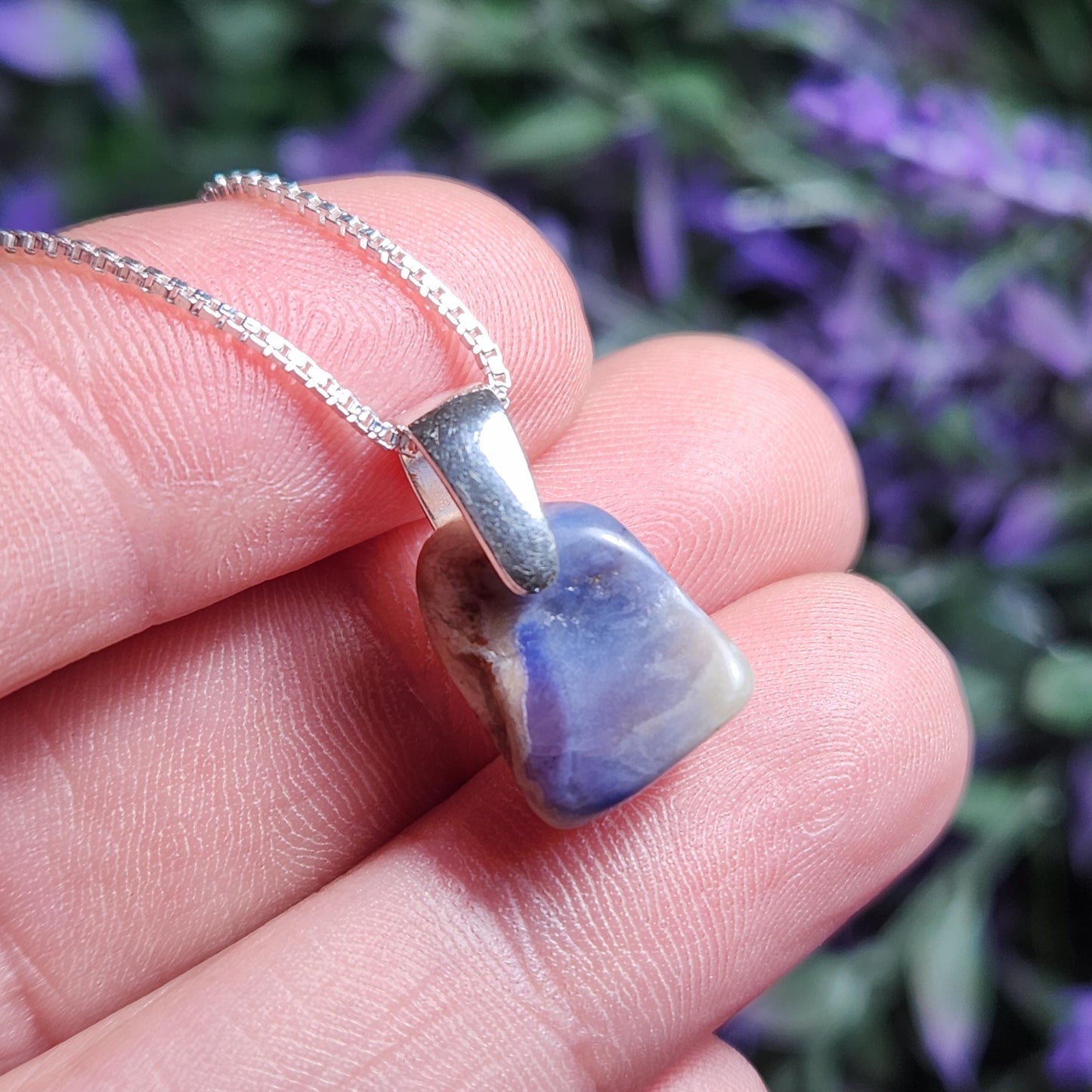 Blue Richterite & Sugilite Pendant