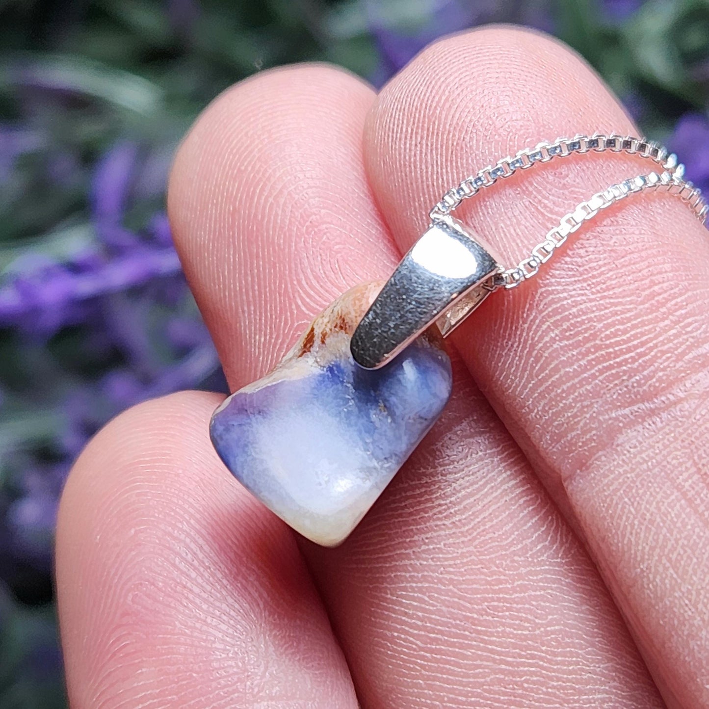 Blue Richterite & Sugilite Pendant