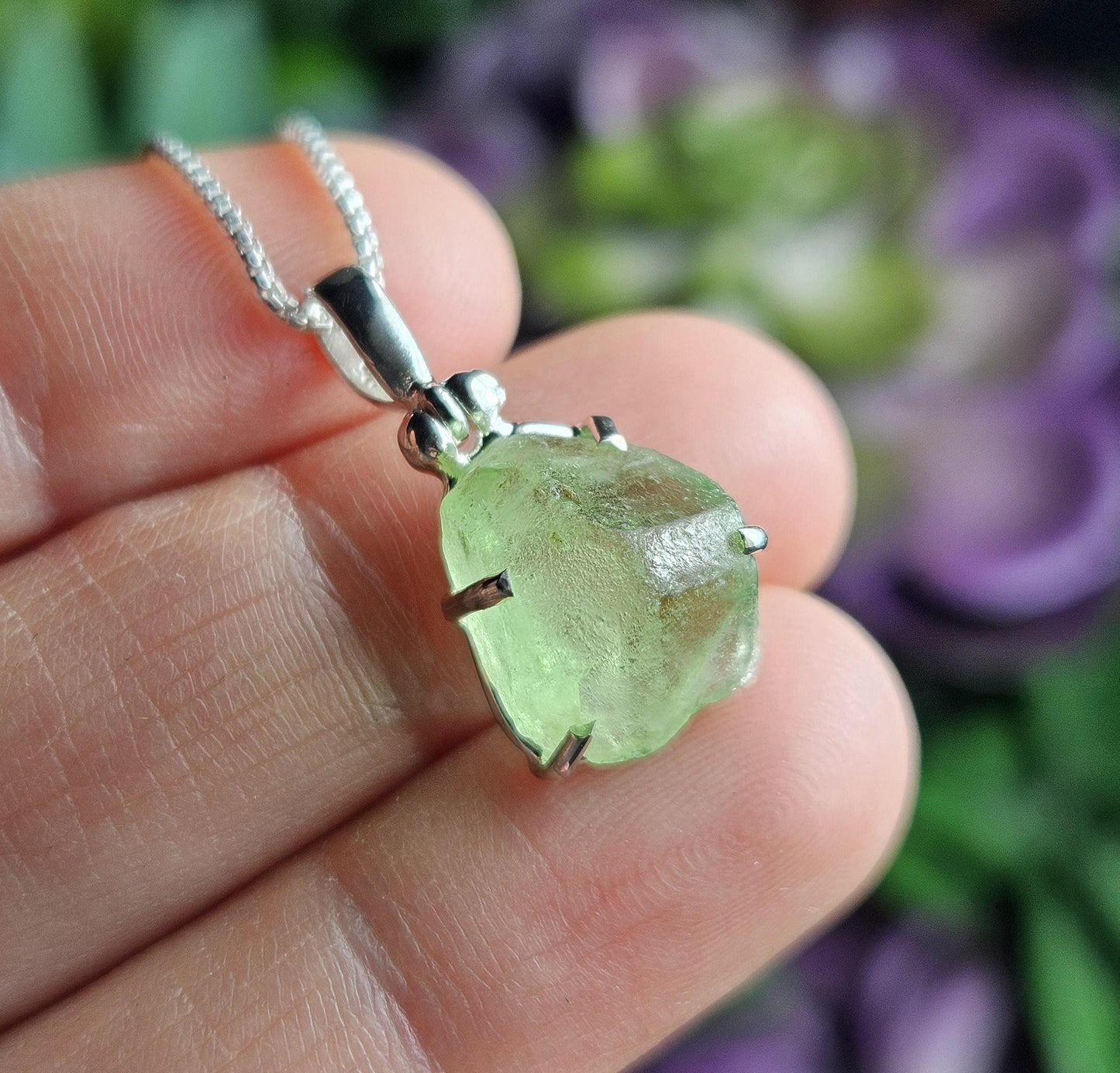 Raw Peridot Crystal Necklace: Natural Terminated Peridot Pendant