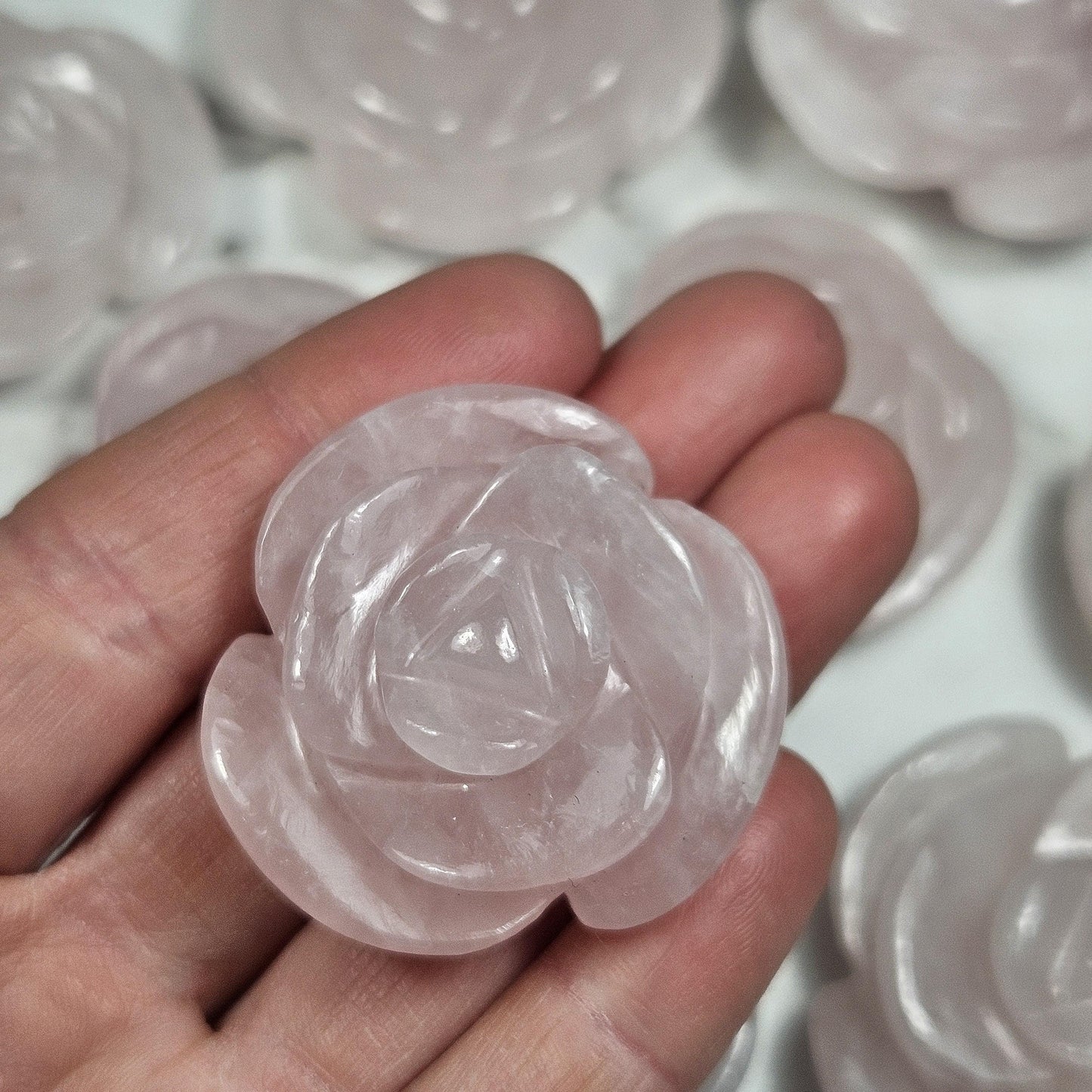 Rose Quartz Flower Carving