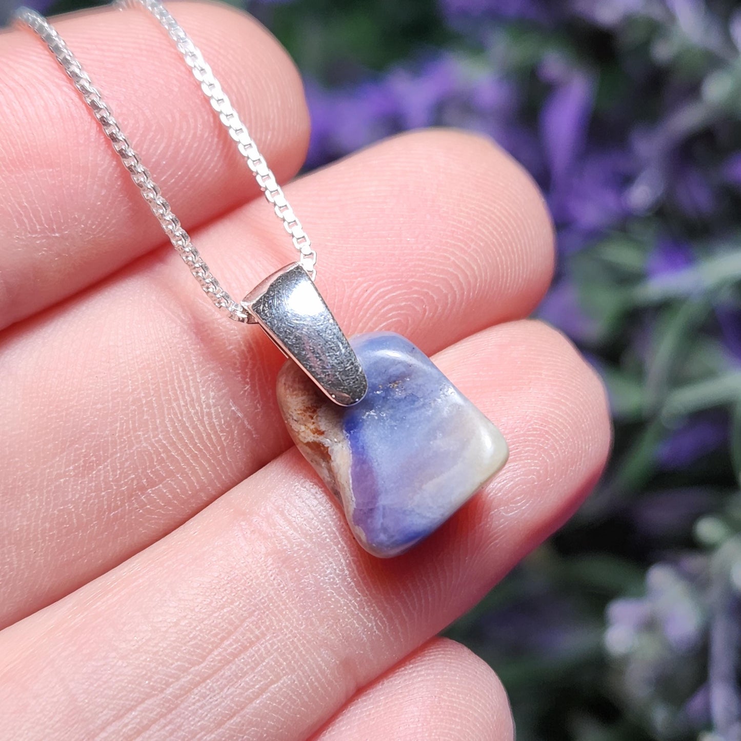 Blue Richterite & Sugilite Pendant