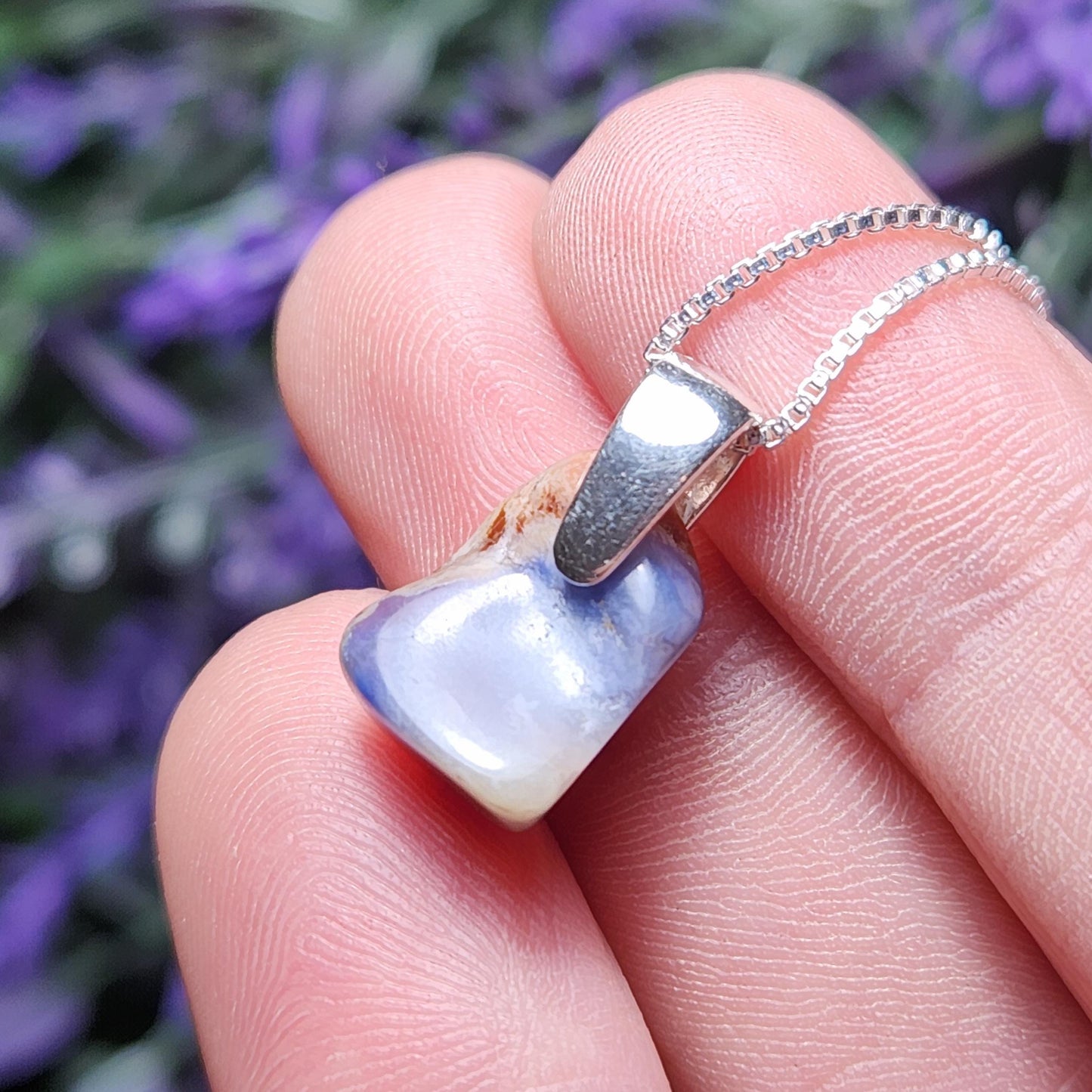 Blue Richterite & Sugilite Pendant