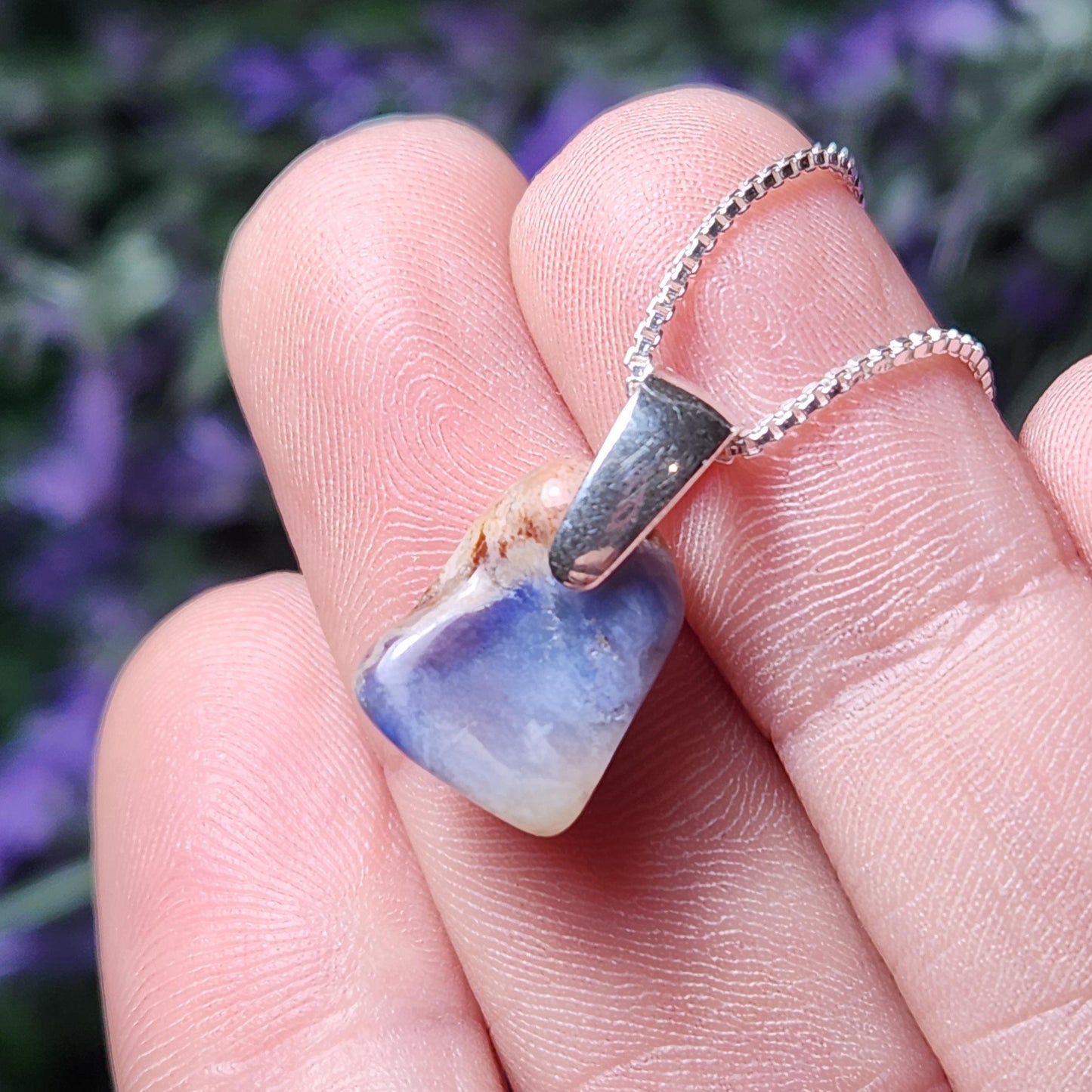 Blue Richterite & Sugilite Pendant