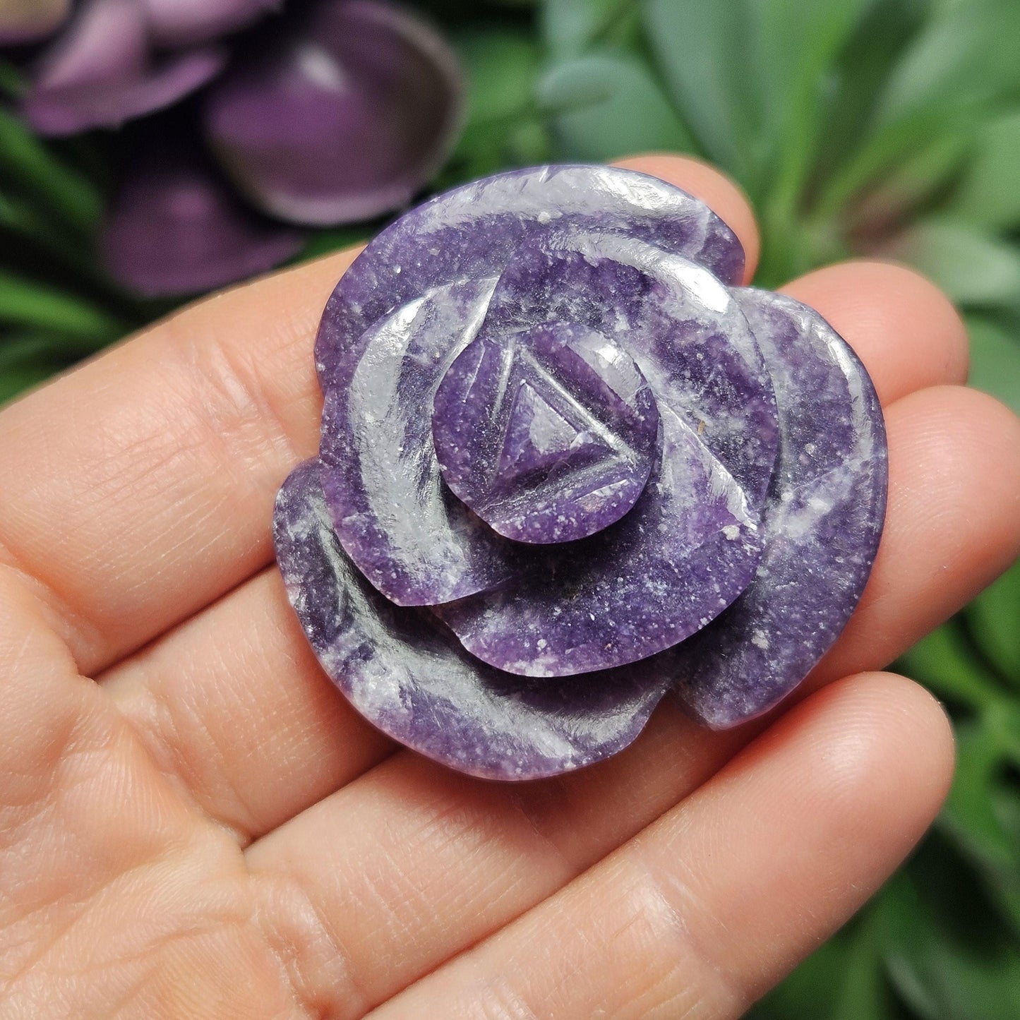 Lepidolite Rose Carving