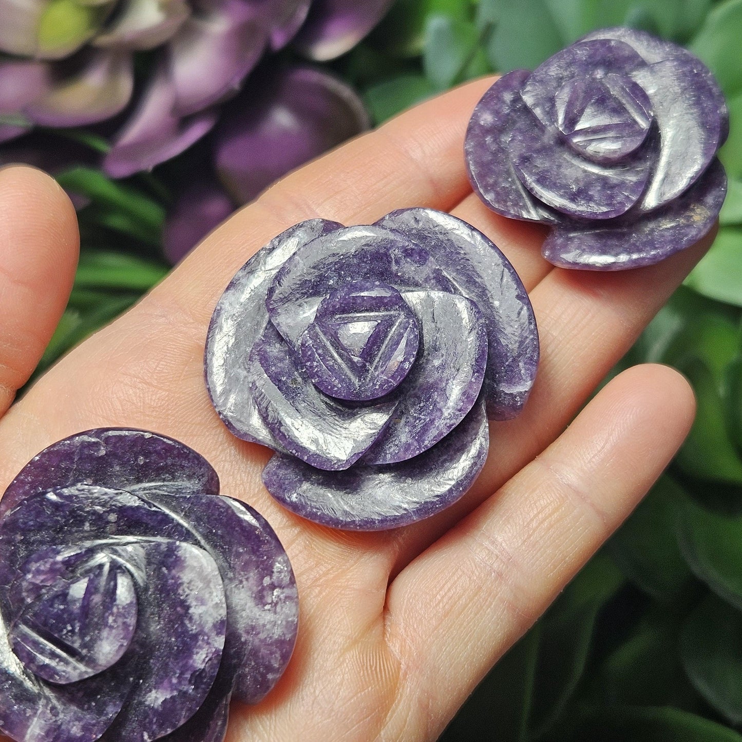 Lepidolite Rose Carving