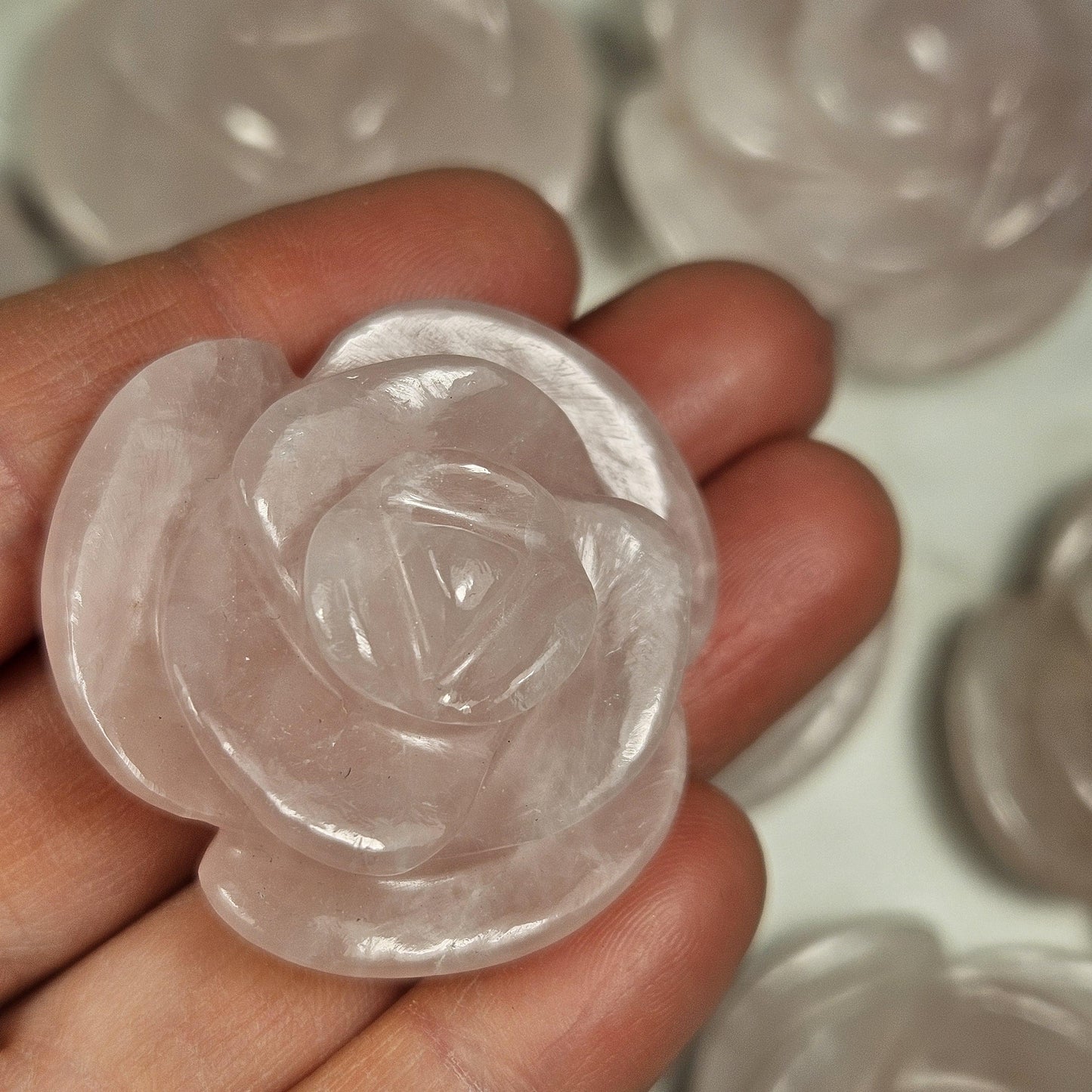 Rose Quartz Flower Carving