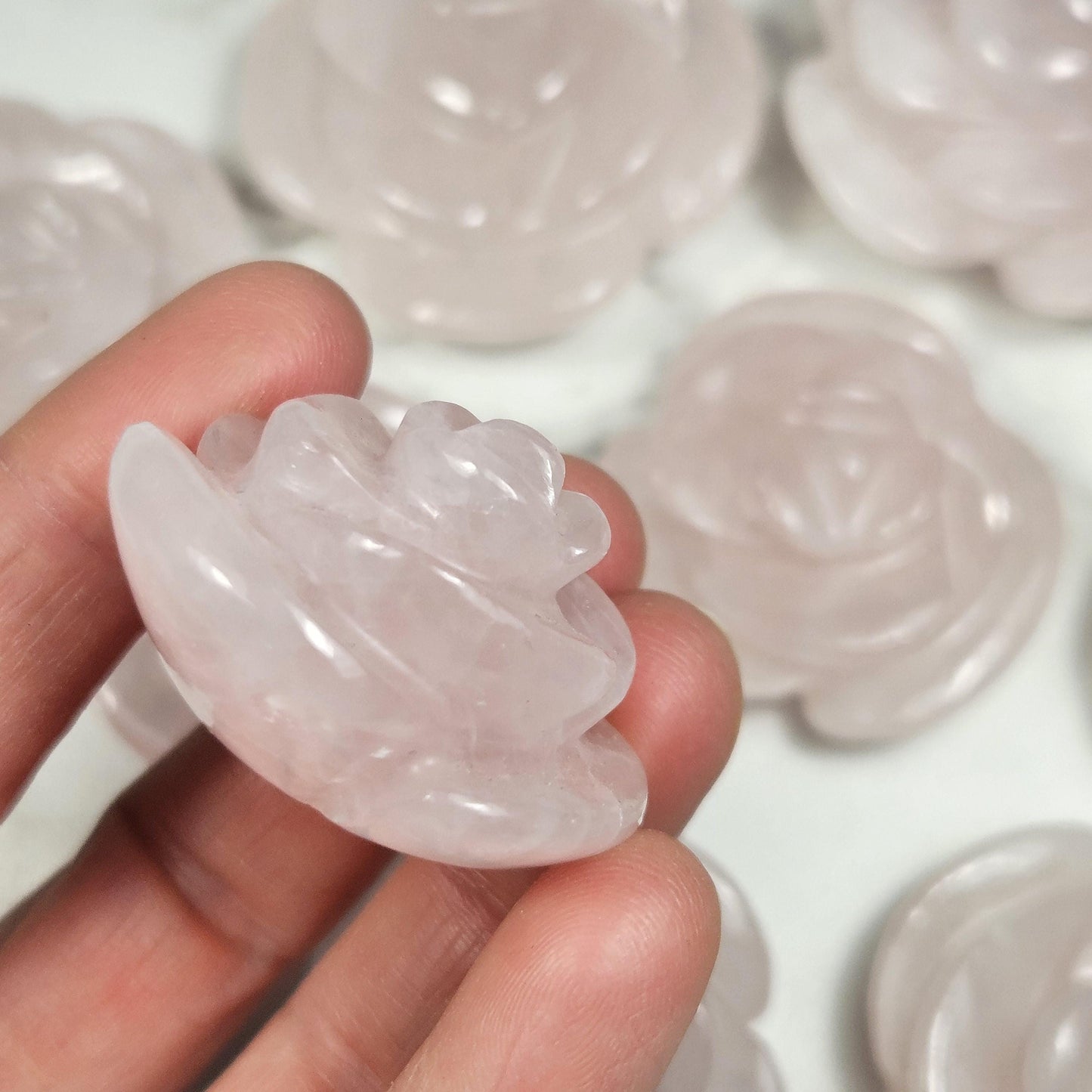 Rose Quartz Flower Carving