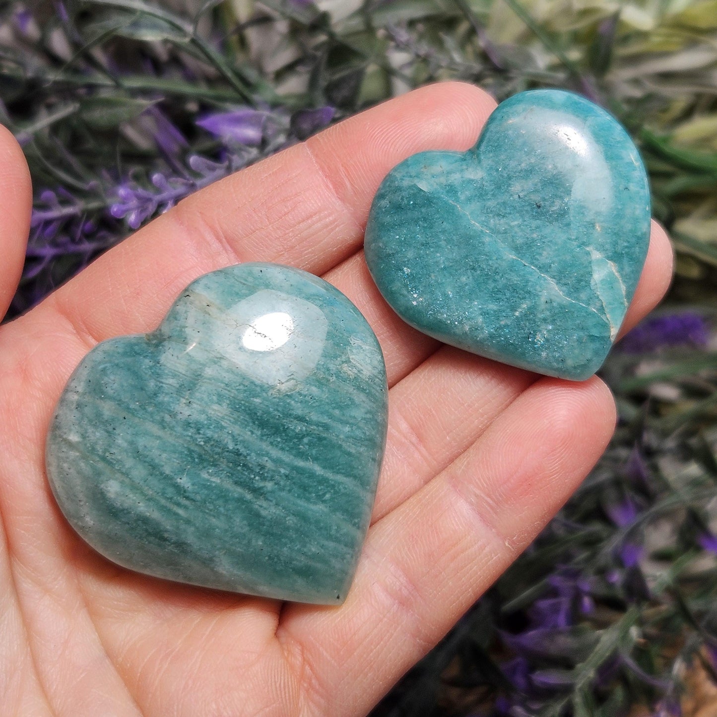 Amazonite Crystal Heart Carving