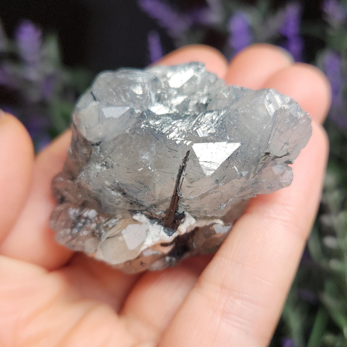 Blue Tourmaline in Quartz