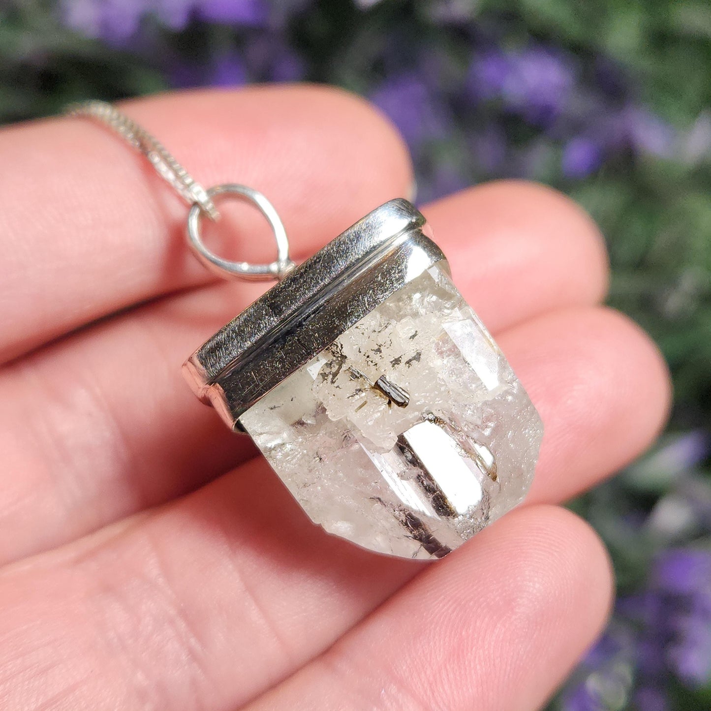 Black Tourmaline in Topaz Pendant