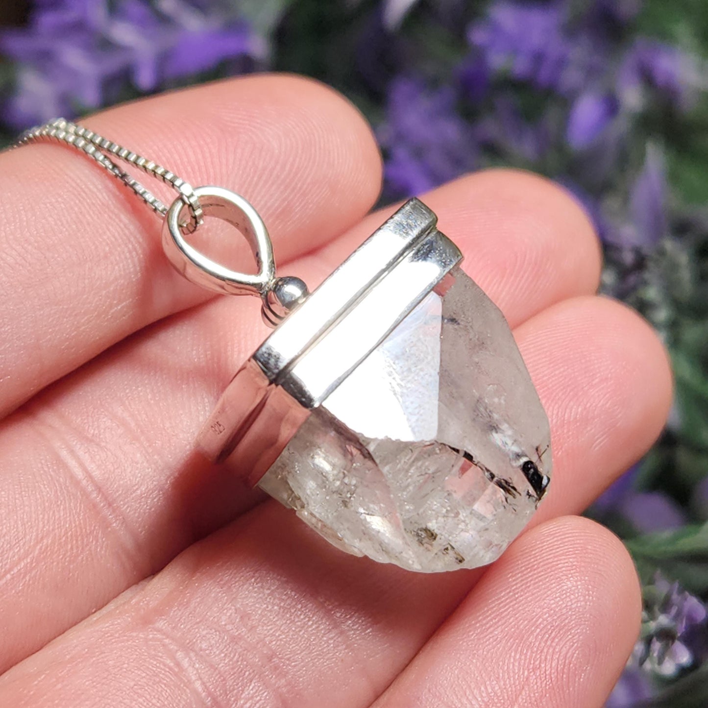 Black Tourmaline in Topaz Pendant