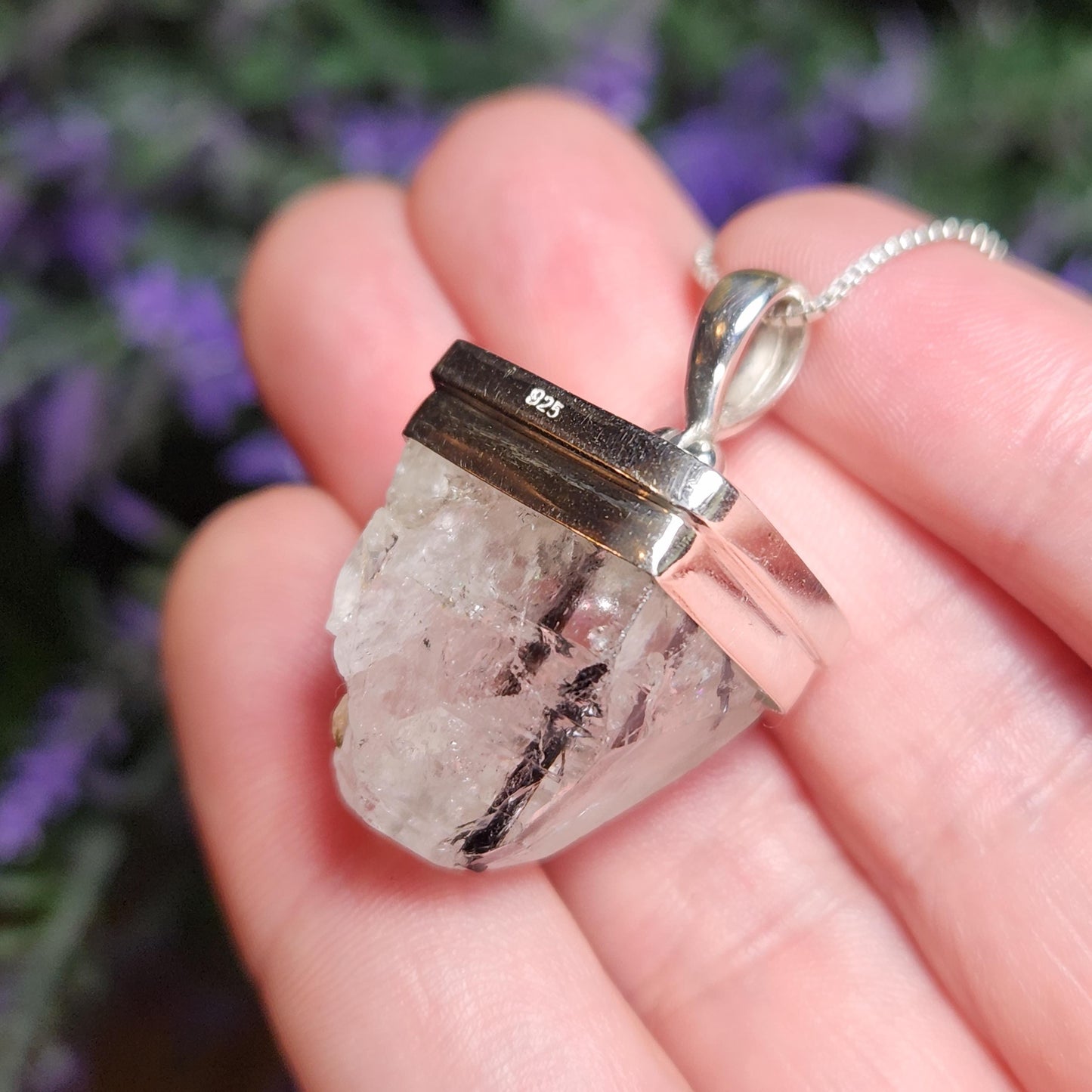 Black Tourmaline in Topaz Pendant