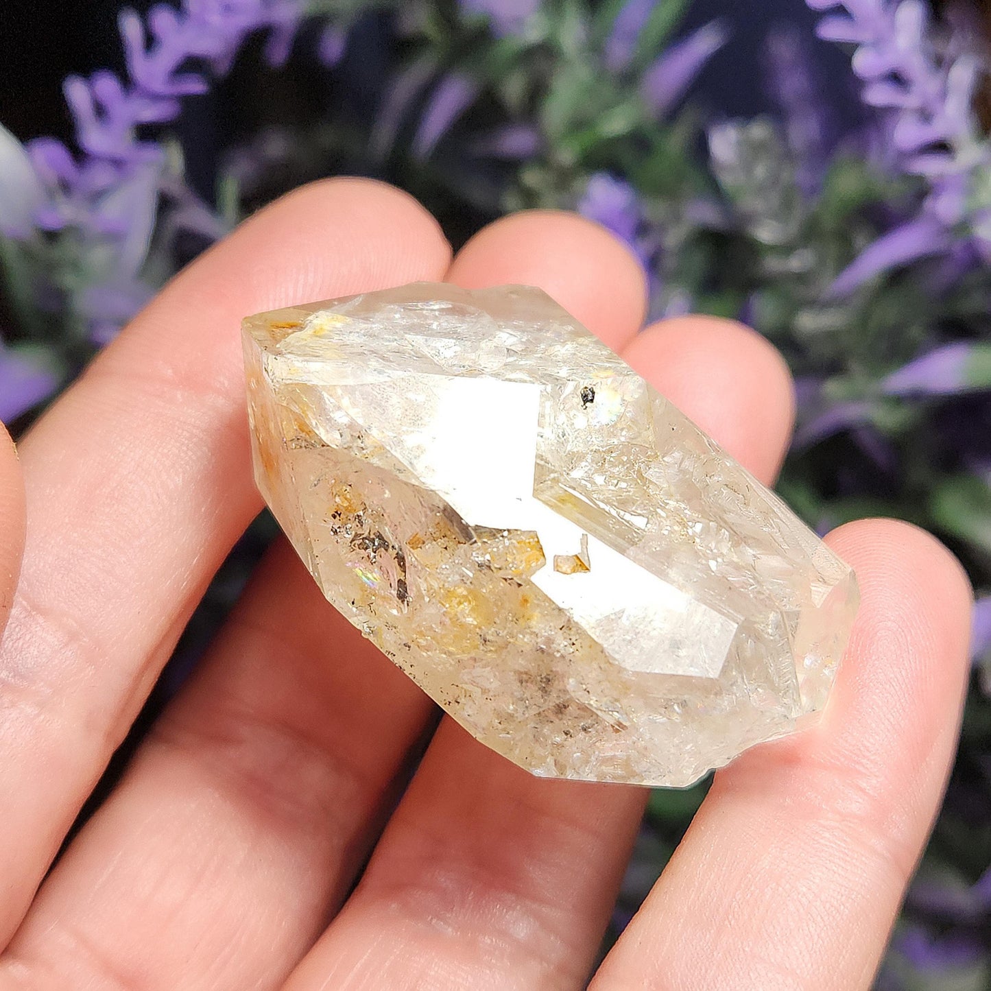 Moving ENHYDRO Herkimer Diamond (36 grams):  New York Herkimer Quartz Crystal with Water & Carbon Inclusion