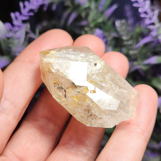 Moving ENHYDRO Herkimer Diamond (36 grams):  New York Herkimer Quartz Crystal with Water & Carbon Inclusion