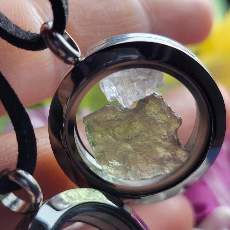 Moldavite & Phenacite Pendant
