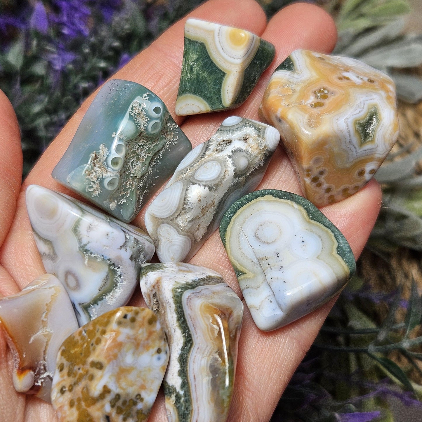 Orbicular Ocean Jasper / Ocean Jasper / Ocean Jasper Palm / Ocean Jasper Crystal / Ocean Jasper Stone / Natural Ocean Jasper / Jasper Palm