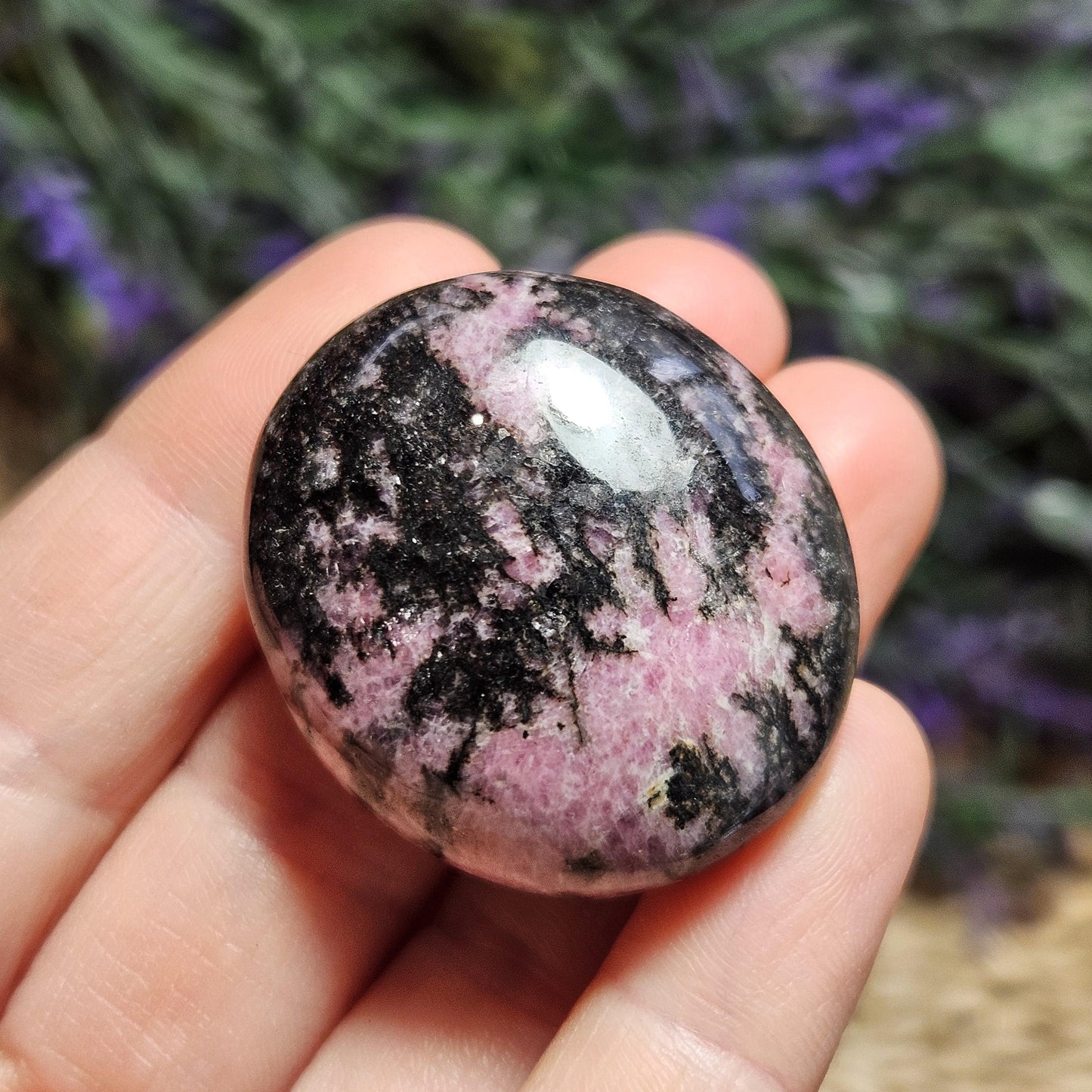 Rhodonite Palm Stone