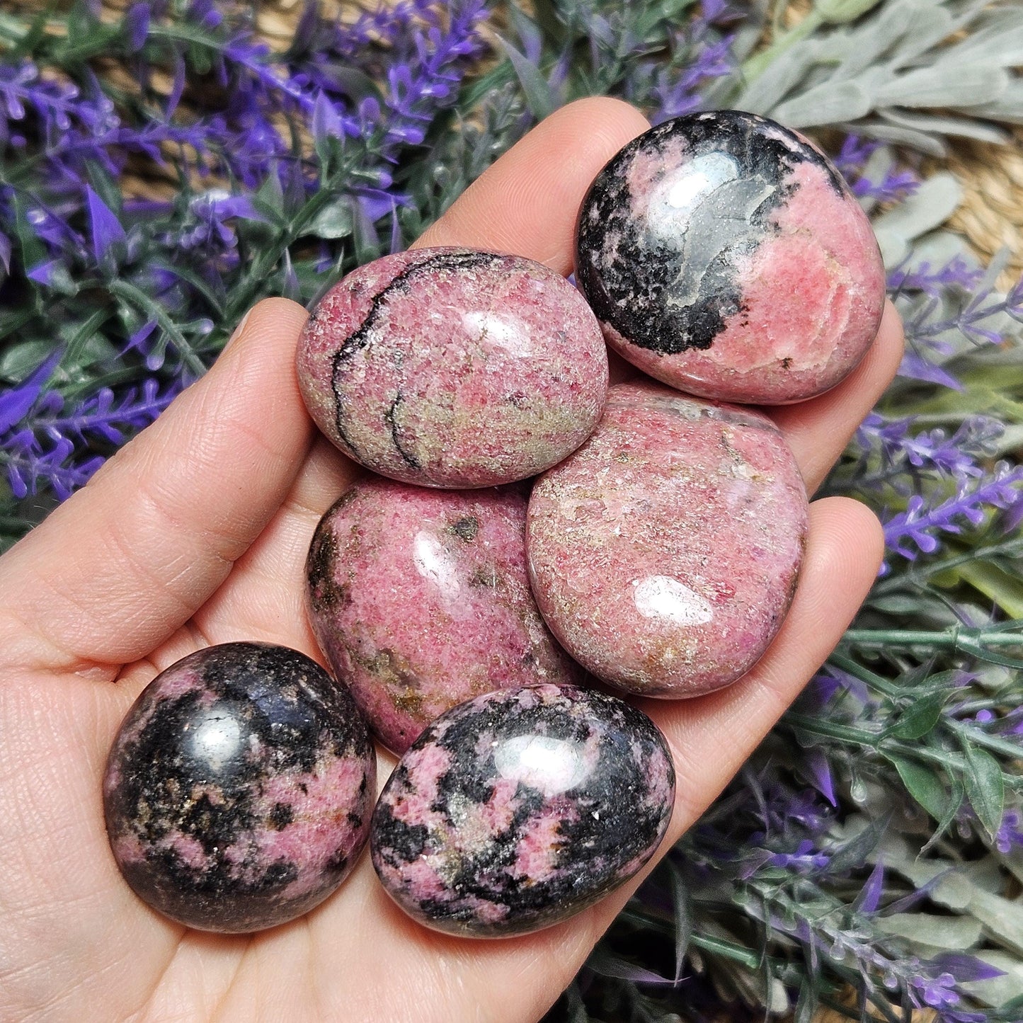 Rhodonite Palm Stone