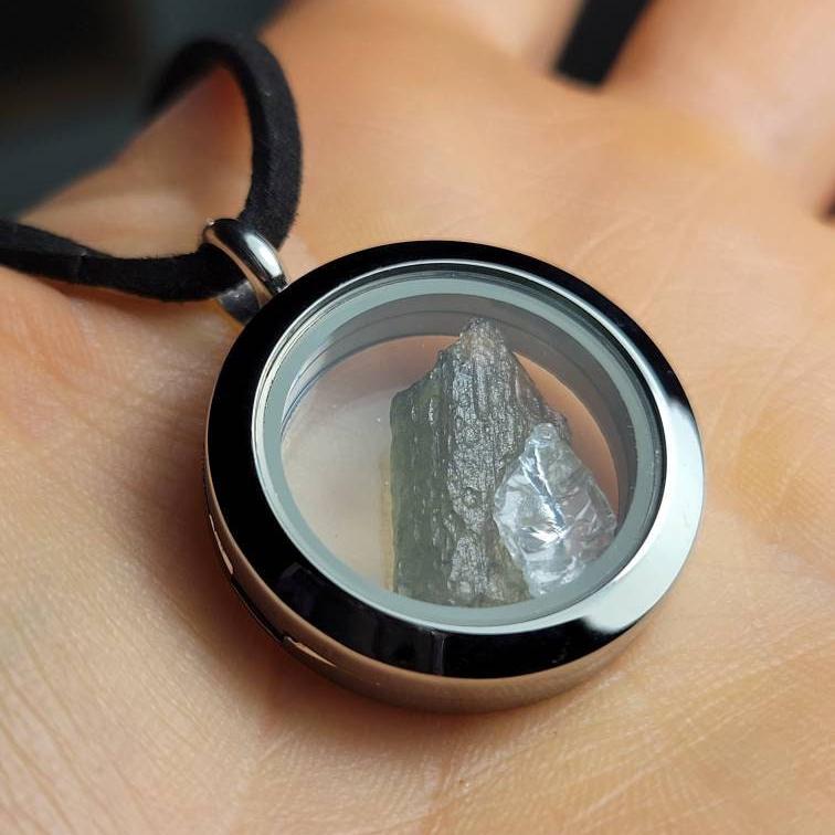 Moldavite & Phenacite Pendant