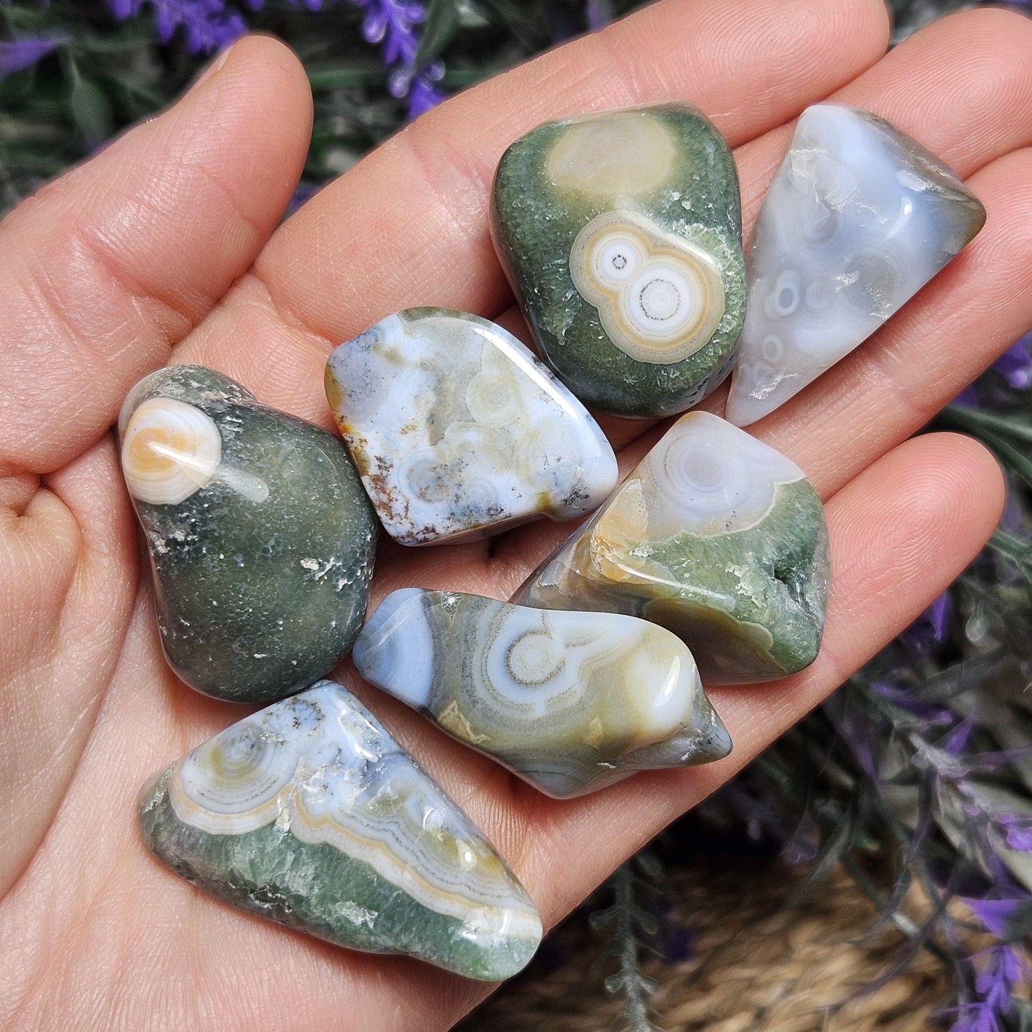 Orbicular Ocean Jasper / Ocean Jasper / Ocean Jasper Palm / Ocean Jasper Crystal / Ocean Jasper Stone / Natural Ocean Jasper / Jasper Palm