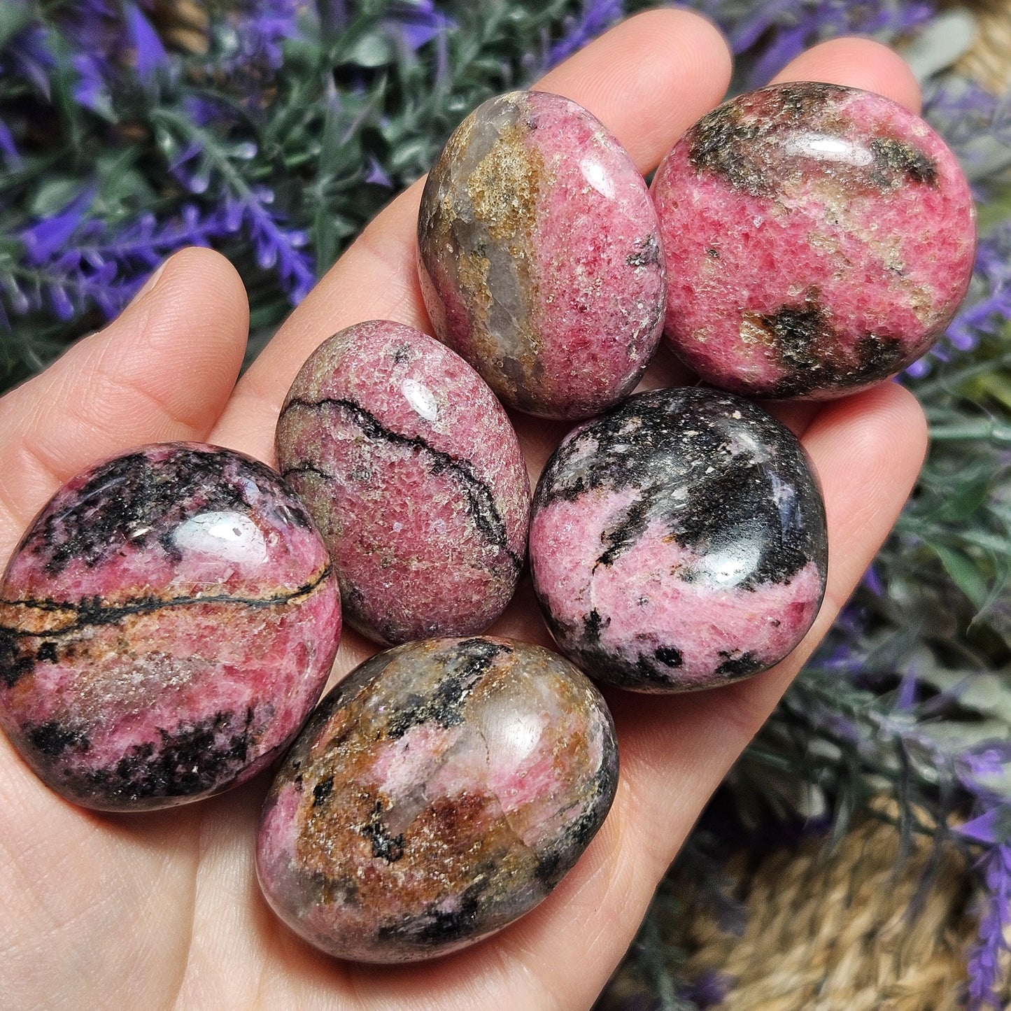 Rhodonite Palm Stone
