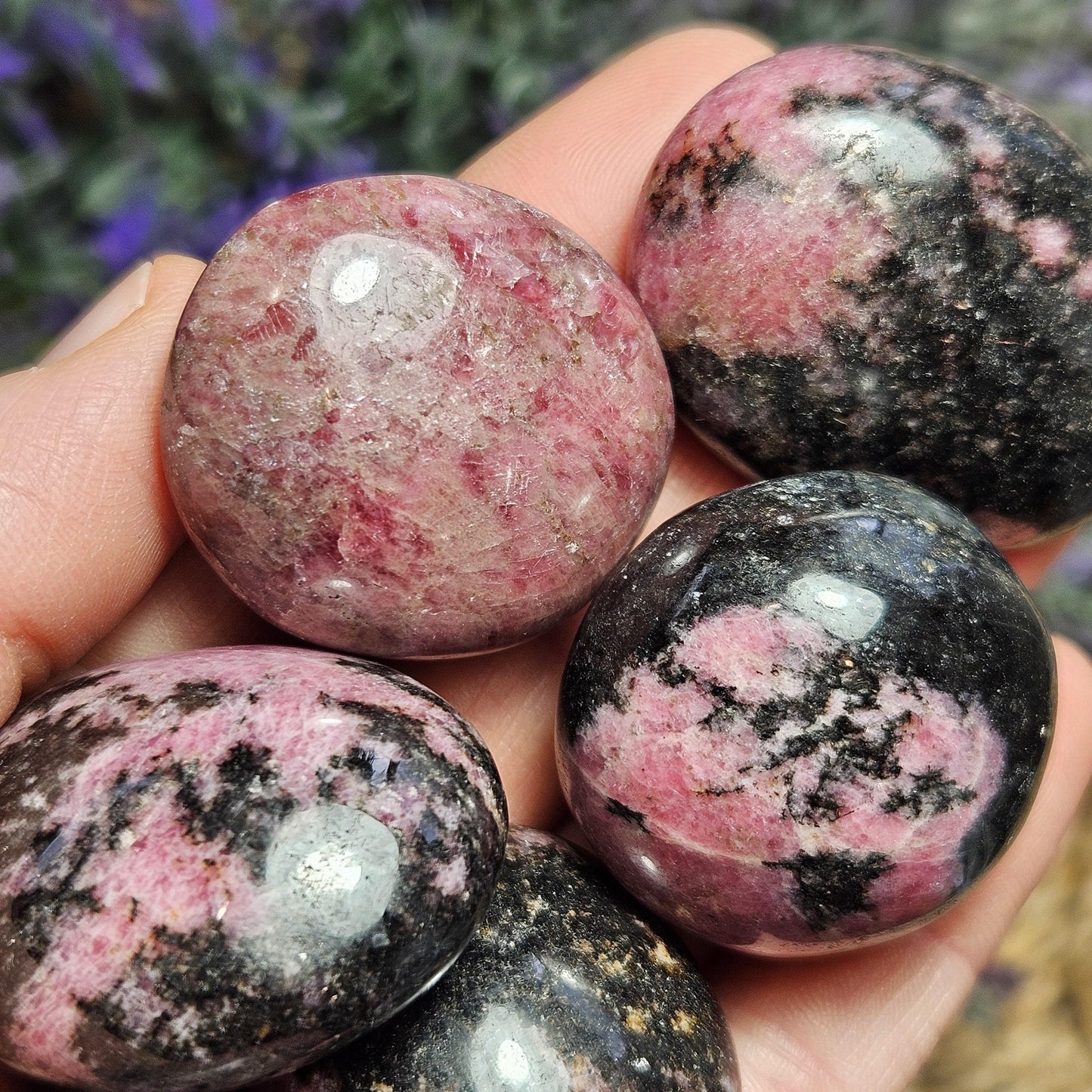 Rhodonite Palm Stone