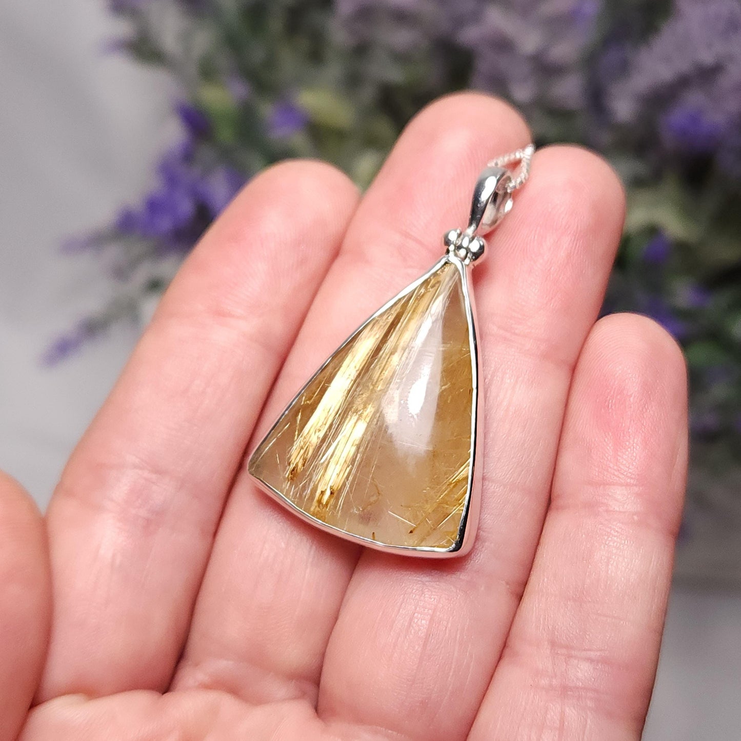Gold Rutilated Quartz Pendant