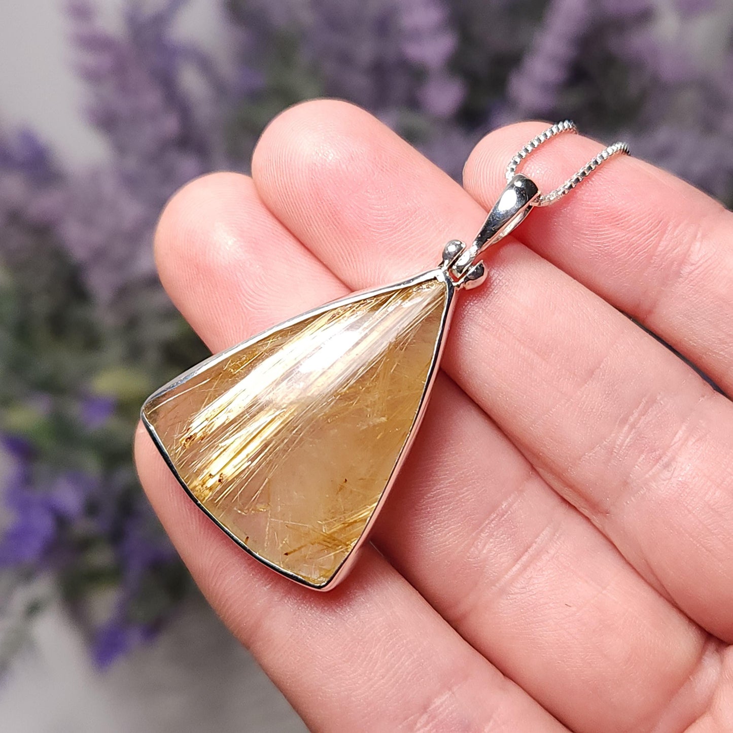 Gold Rutilated Quartz Pendant