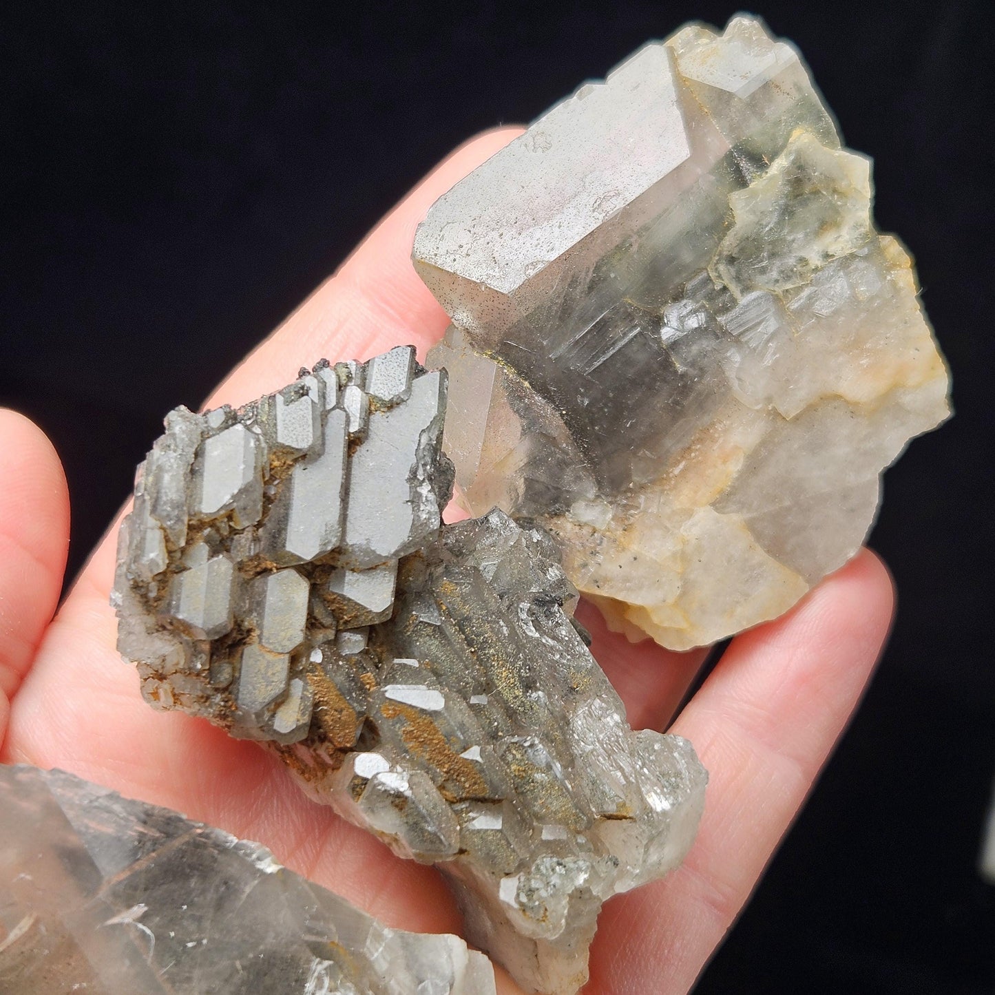 Tabular Black Barite with Marcasite