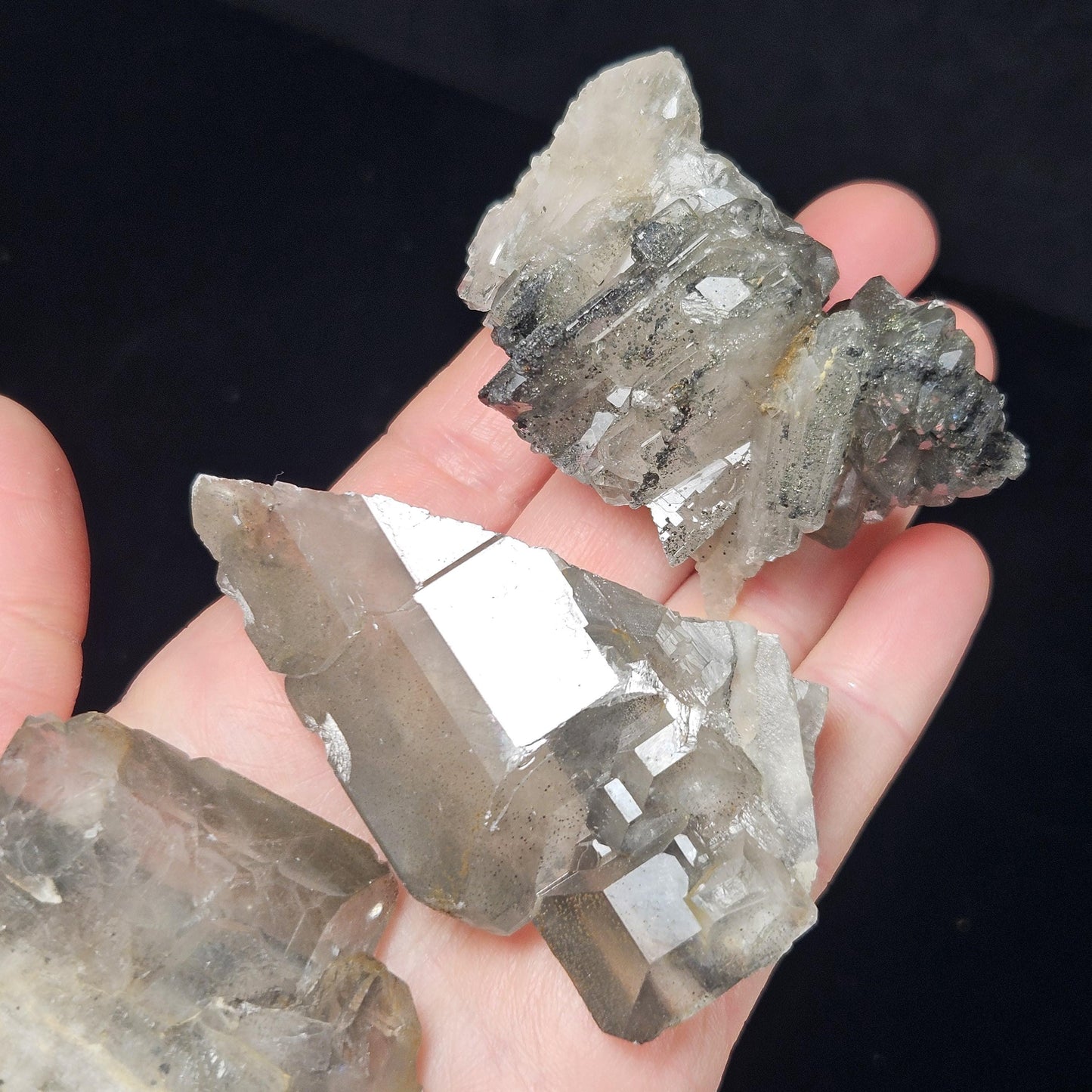 Tabular Black Barite with Marcasite