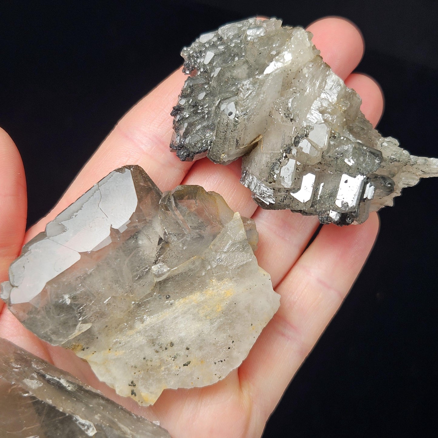 Tabular Black Barite with Marcasite