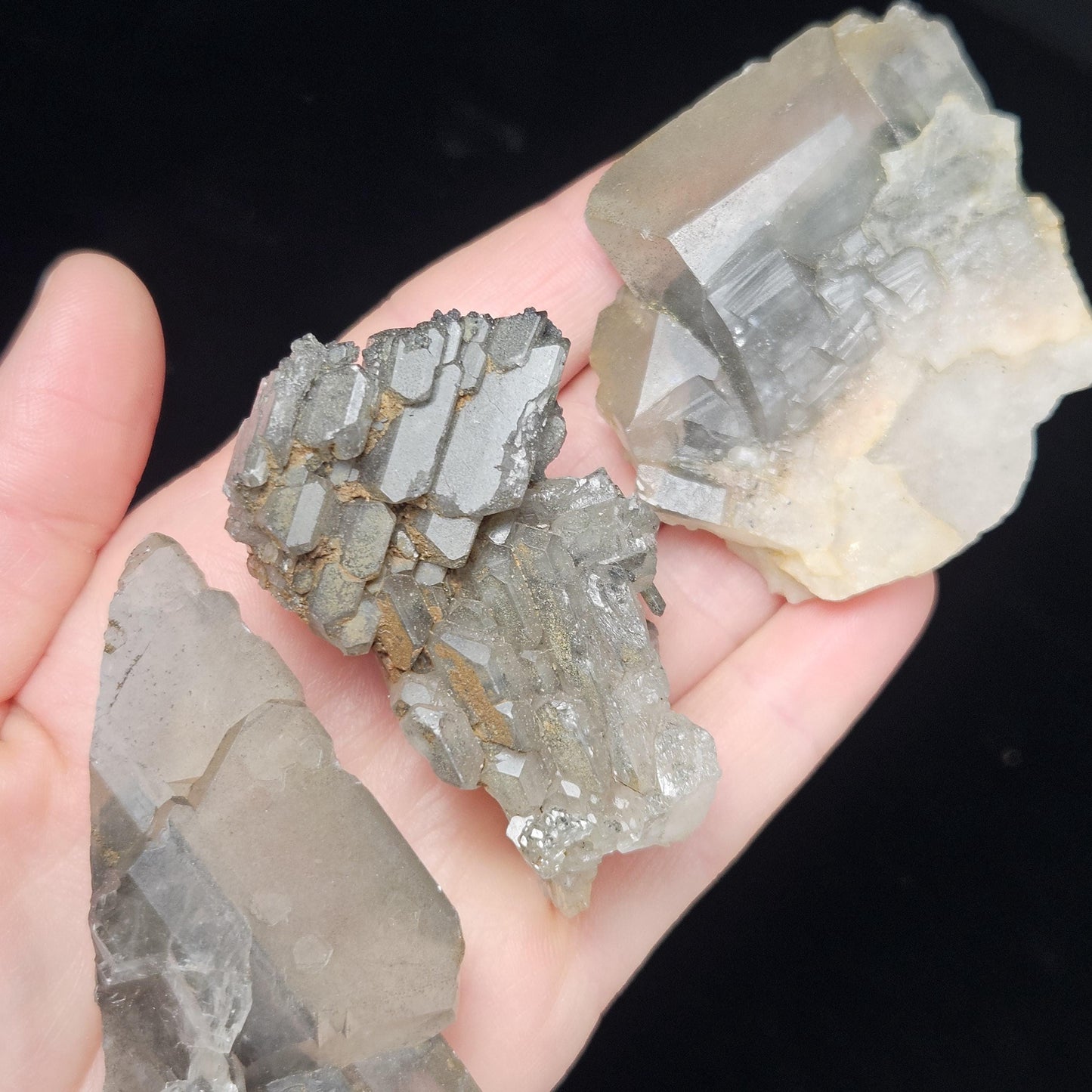 Tabular Black Barite with Marcasite